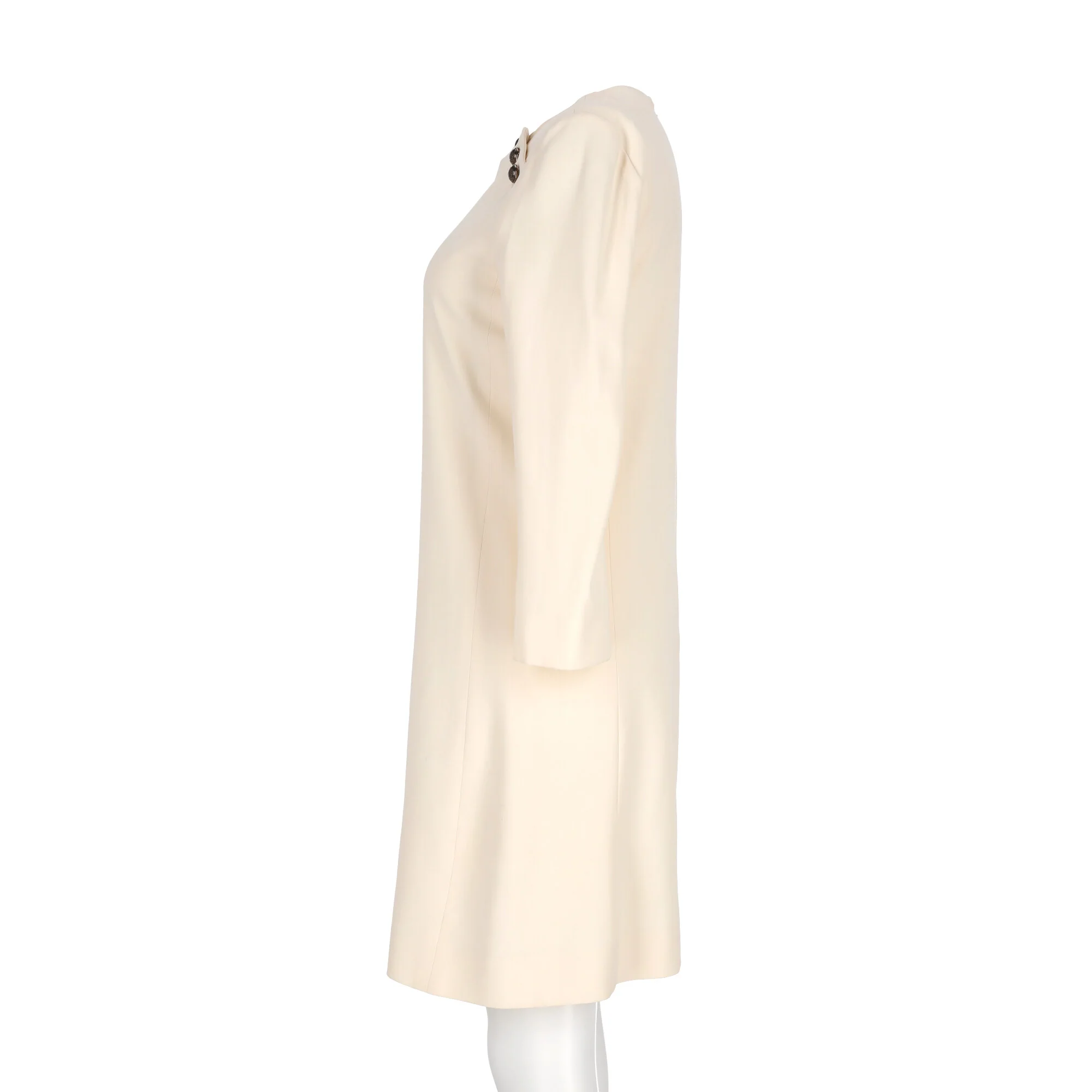 Women's Chloé Button Detail Dress in Beige Acetate - Image 9
