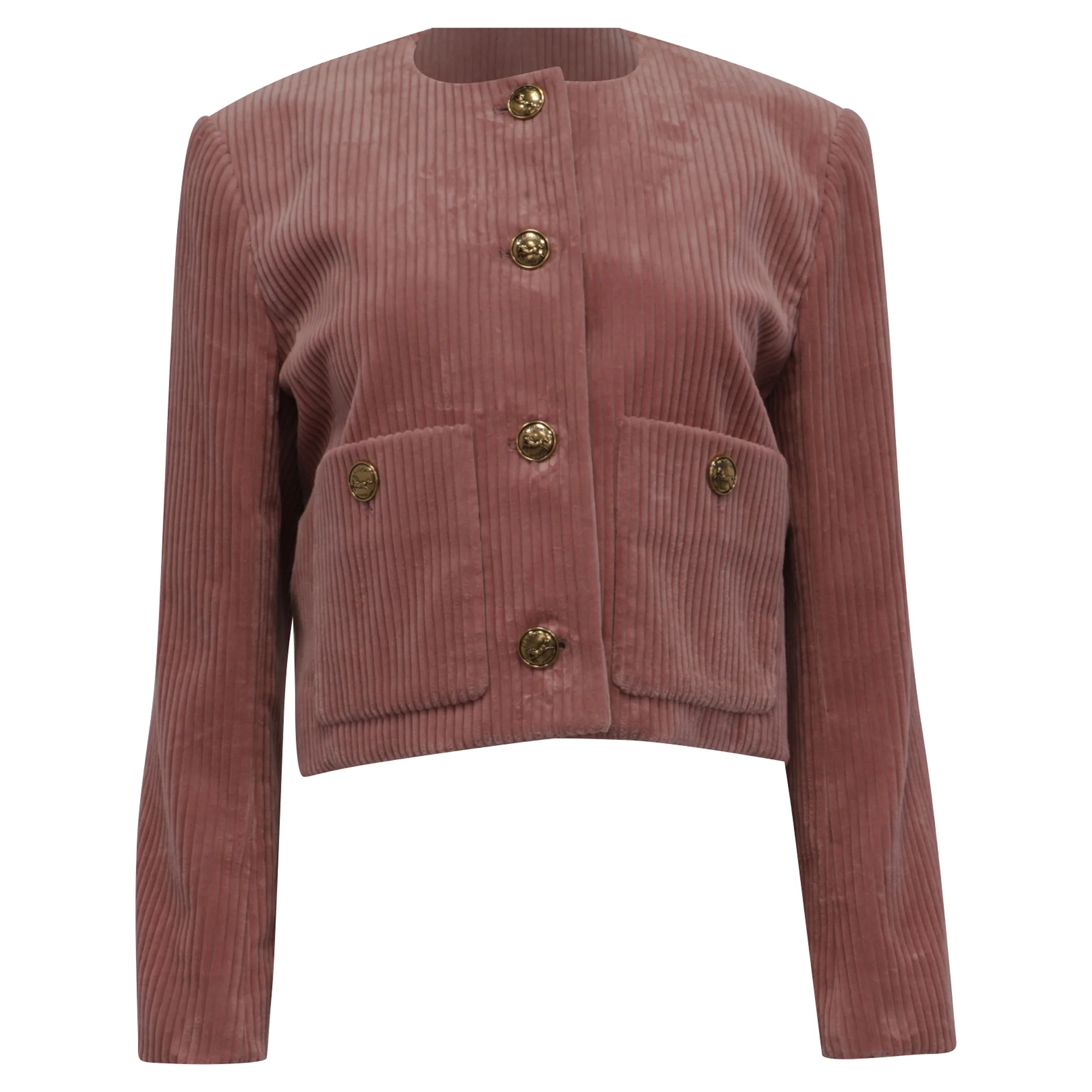 Women's Chloé Cropped Corduroy Jacket in Pink Cotton
