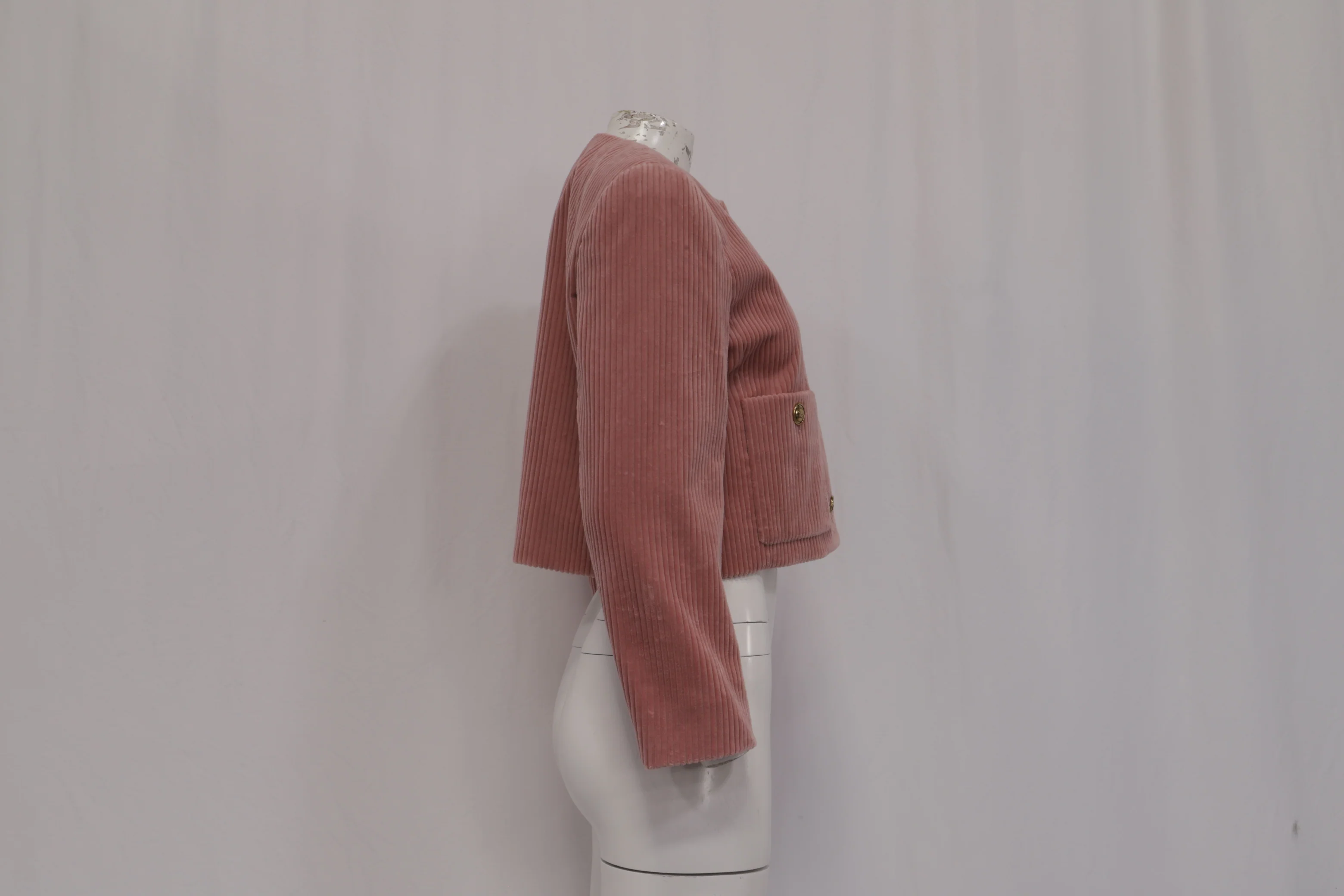 Women's Chloé Cropped Corduroy Jacket in Pink Cotton - Image 10