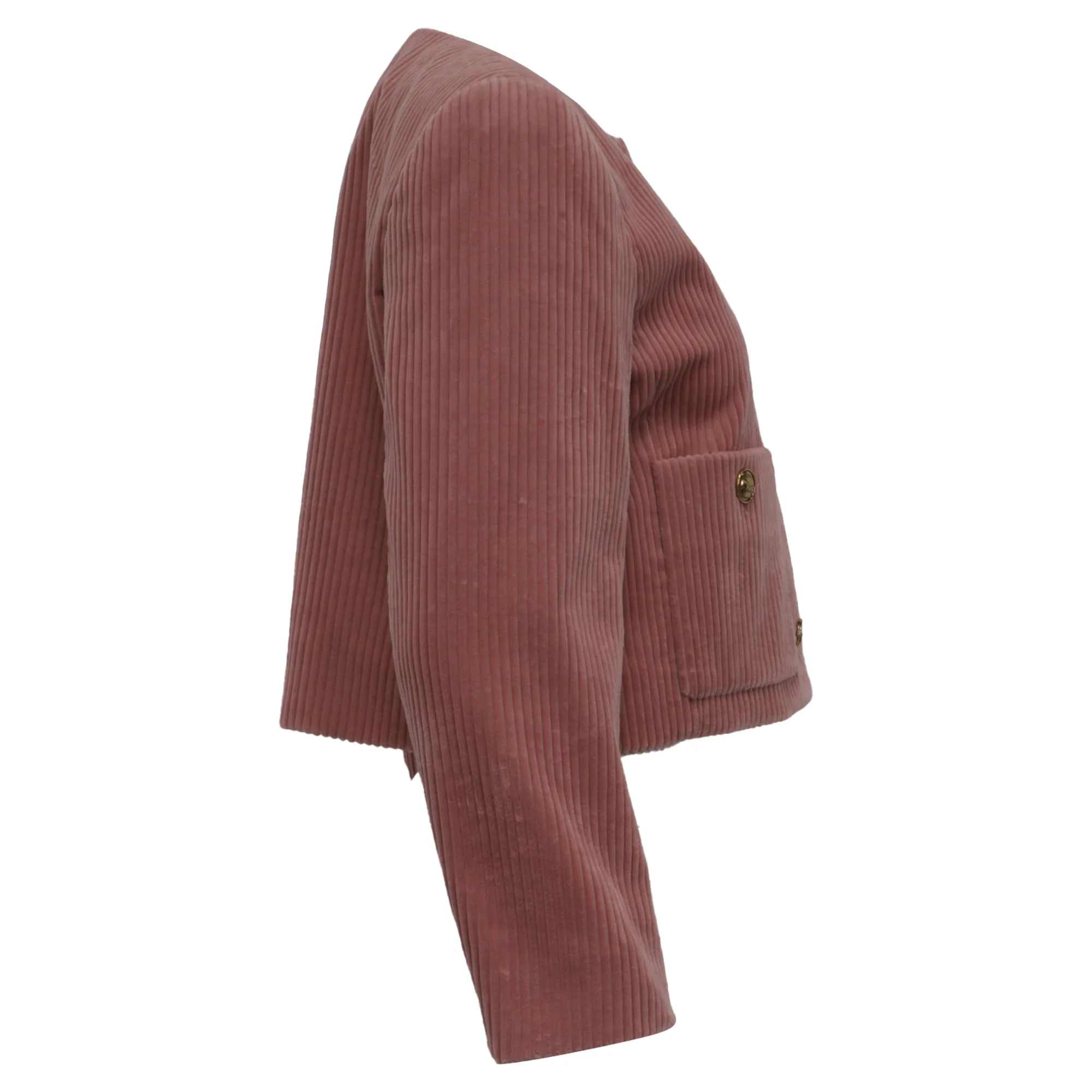 Women's Chloé Cropped Corduroy Jacket in Pink Cotton - Image 3