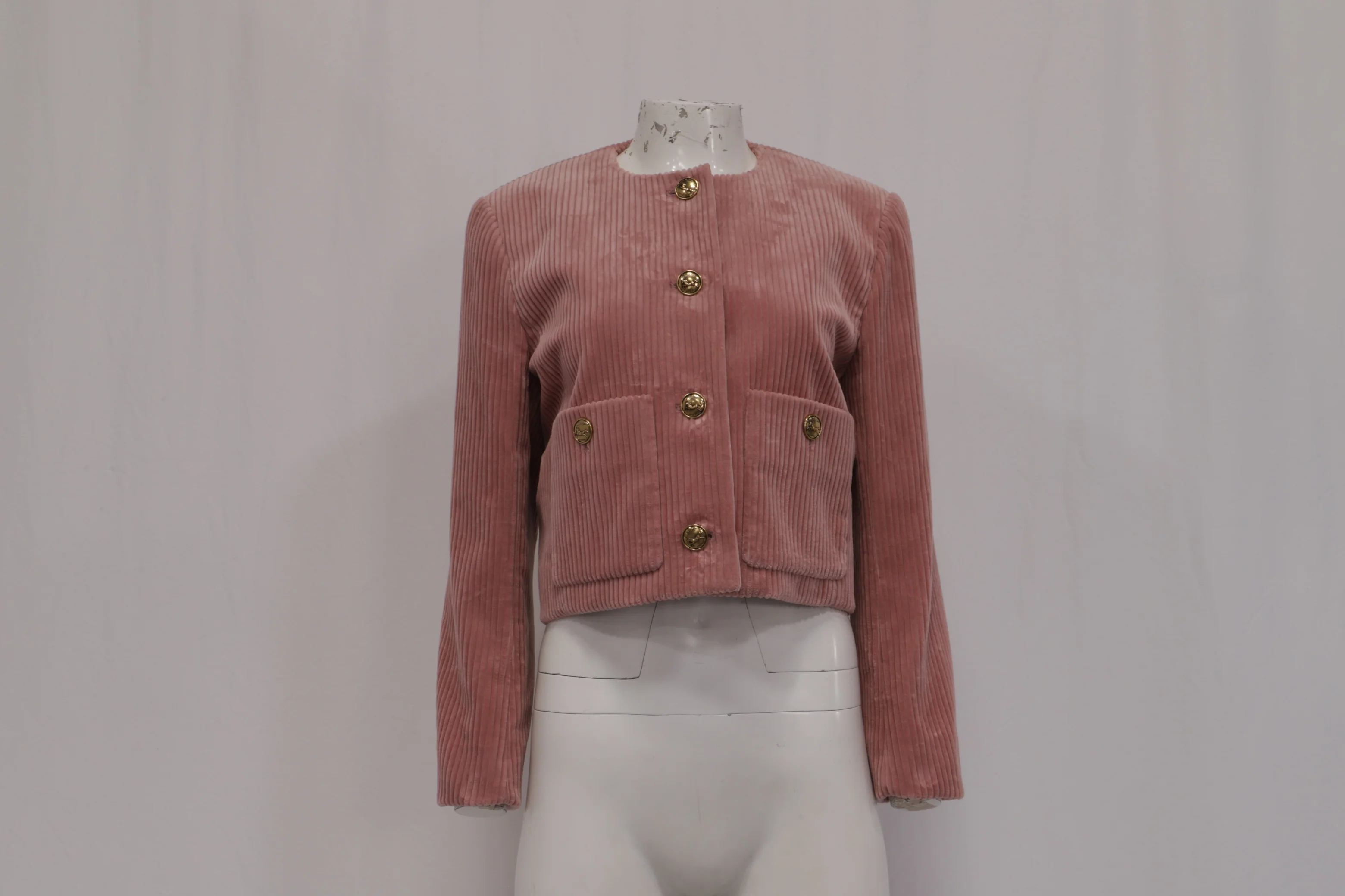 Women's Chloé Cropped Corduroy Jacket in Pink Cotton - Image 8