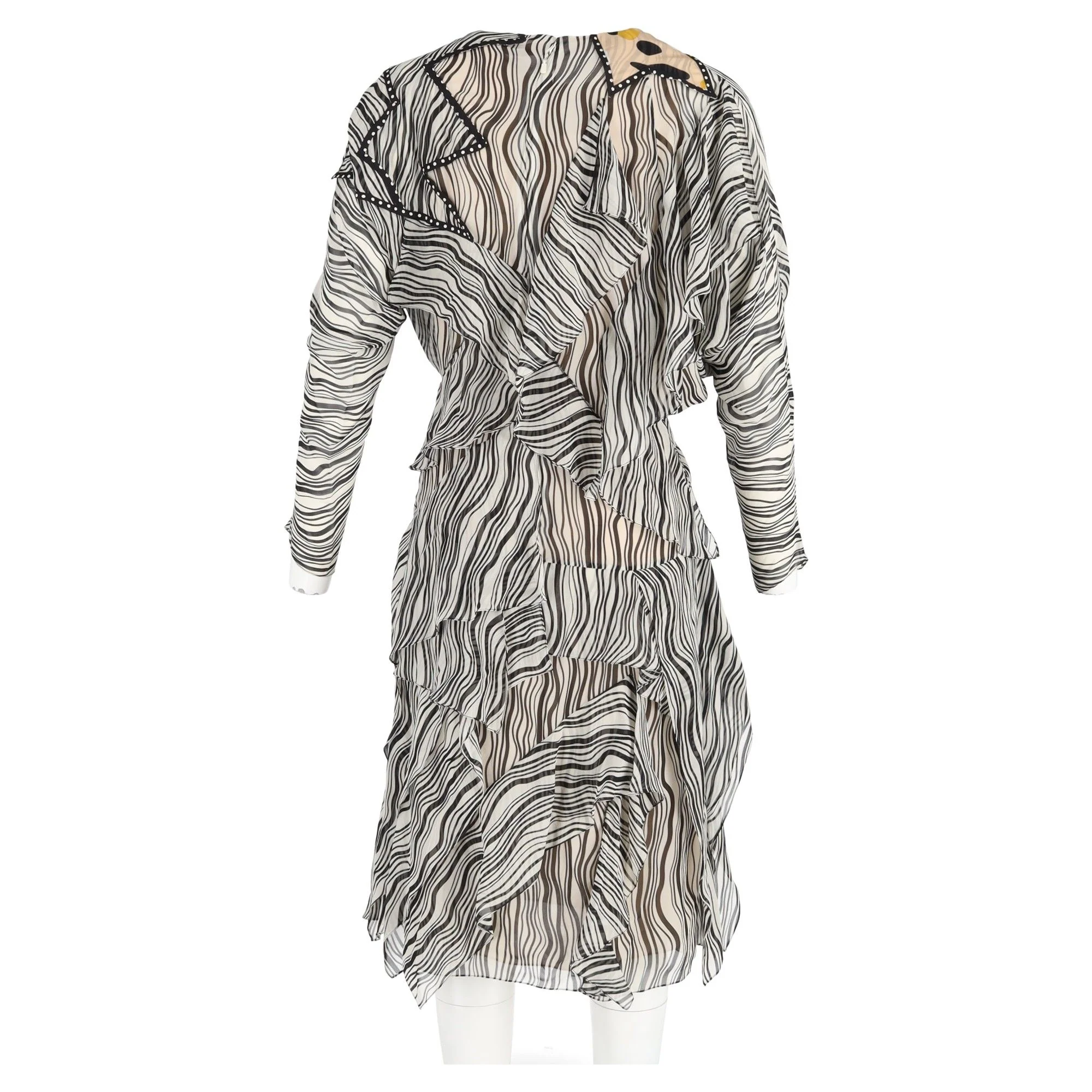 Women's Chloé Printed Ruffle Dress in Multicolor Silk
