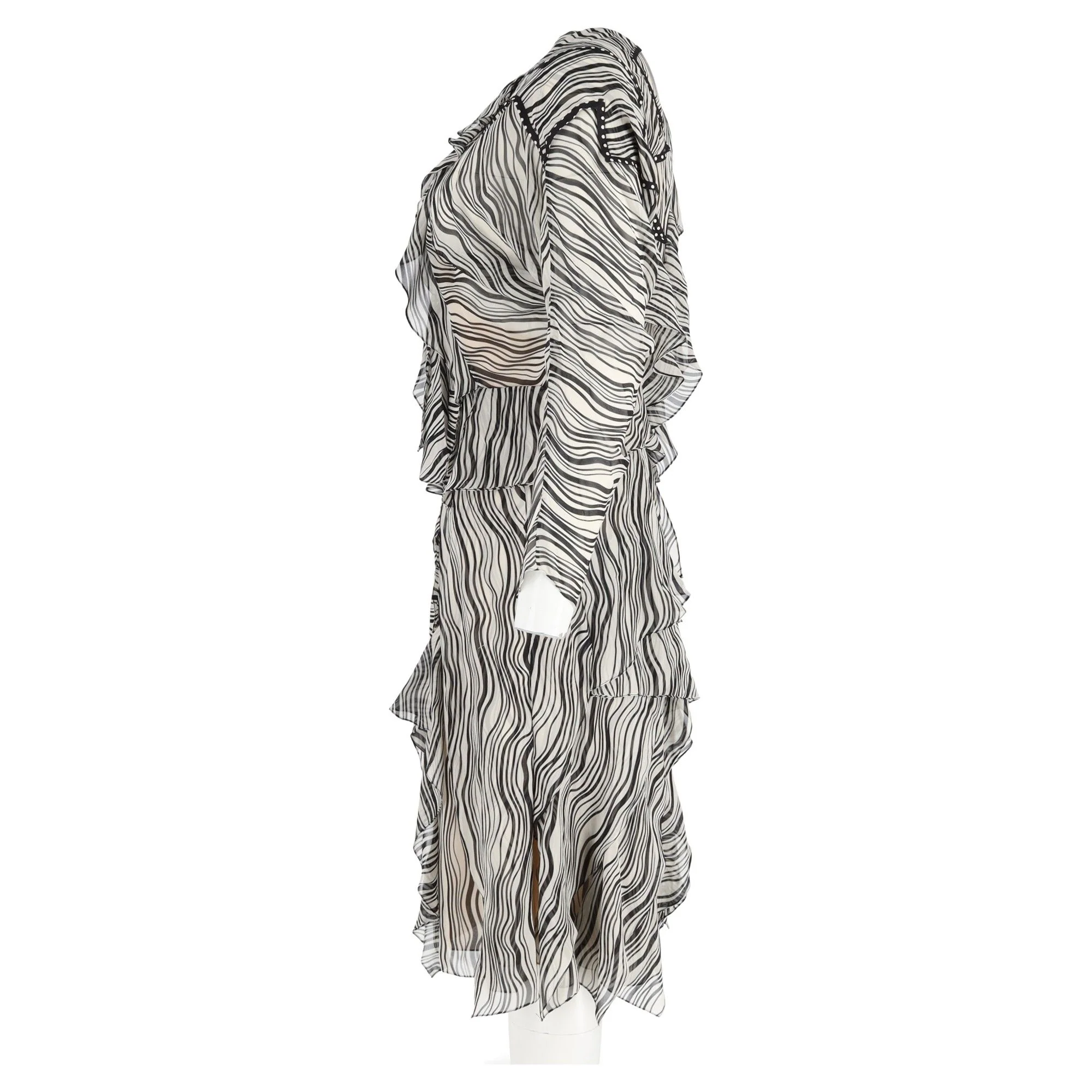 Women's Chloé Printed Ruffle Dress in Multicolor Silk - Image 2