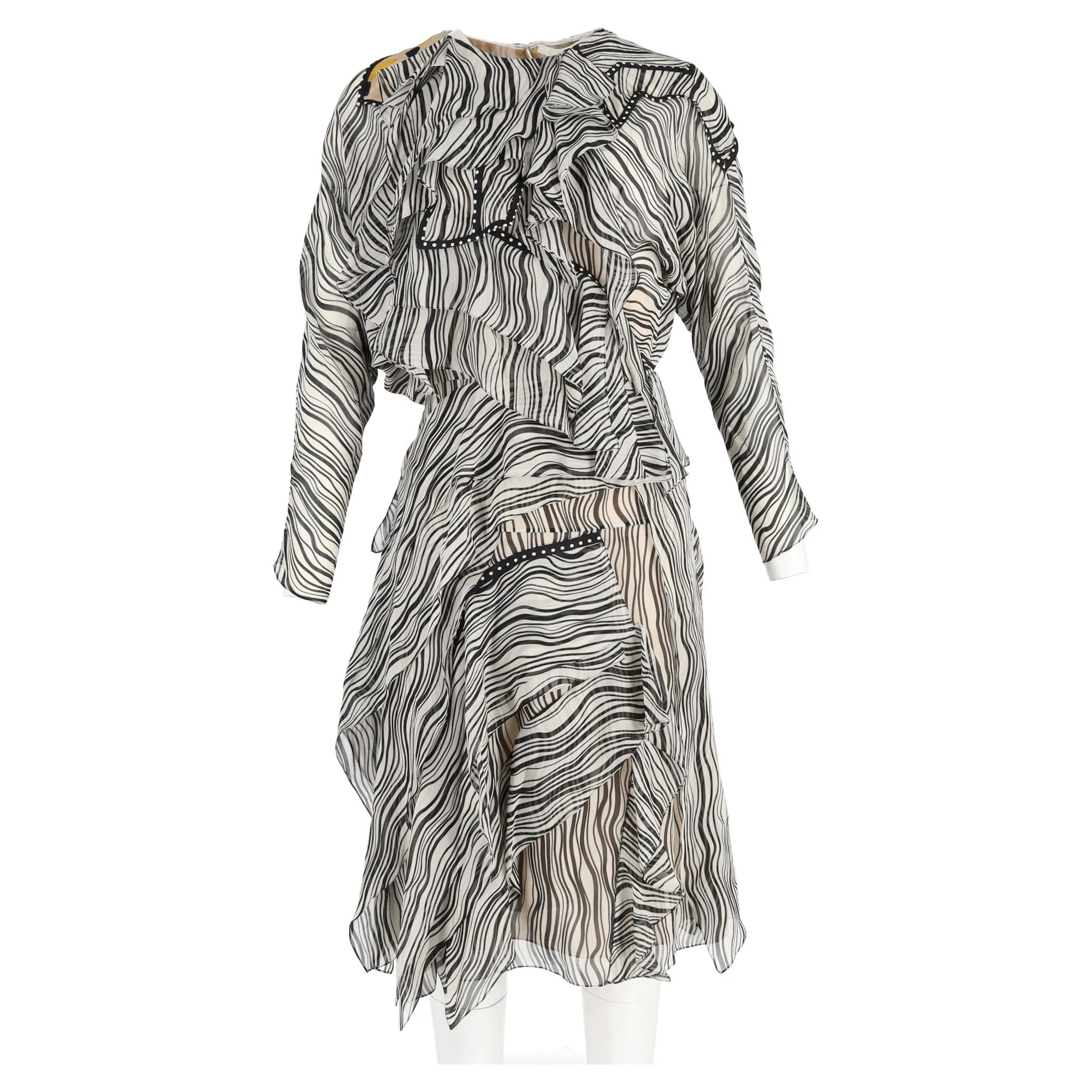 Women's Chloé Printed Ruffle Dress in Multicolor Silk - Image 3