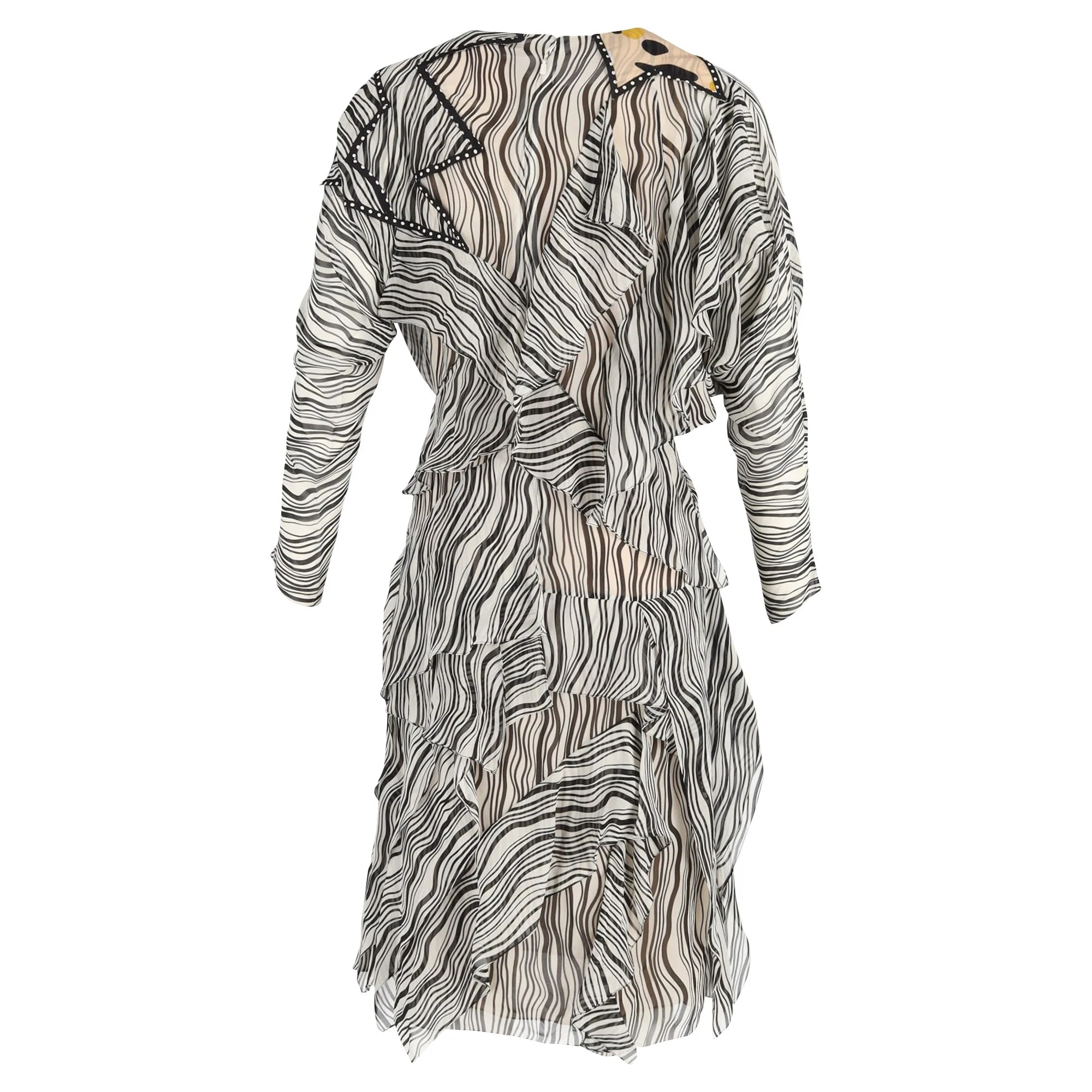 Women's Chloé Printed Ruffle Dress in Multicolor Silk - Image 6