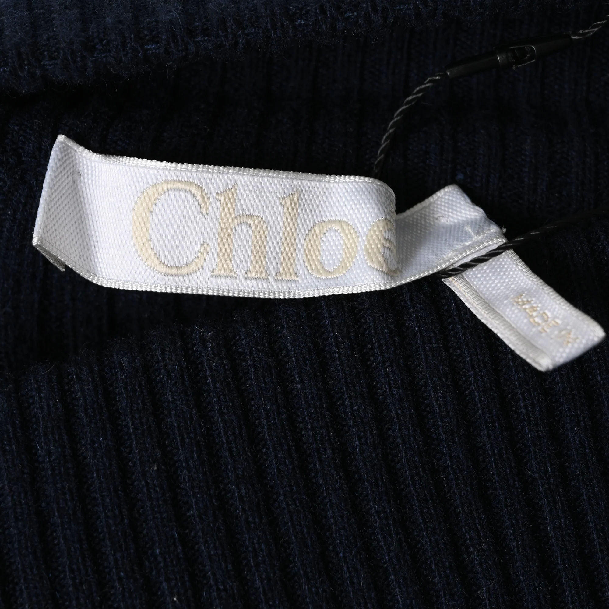 Women's Chloé Ribbed Flared Pants in Navy Blue Wool - Image 7