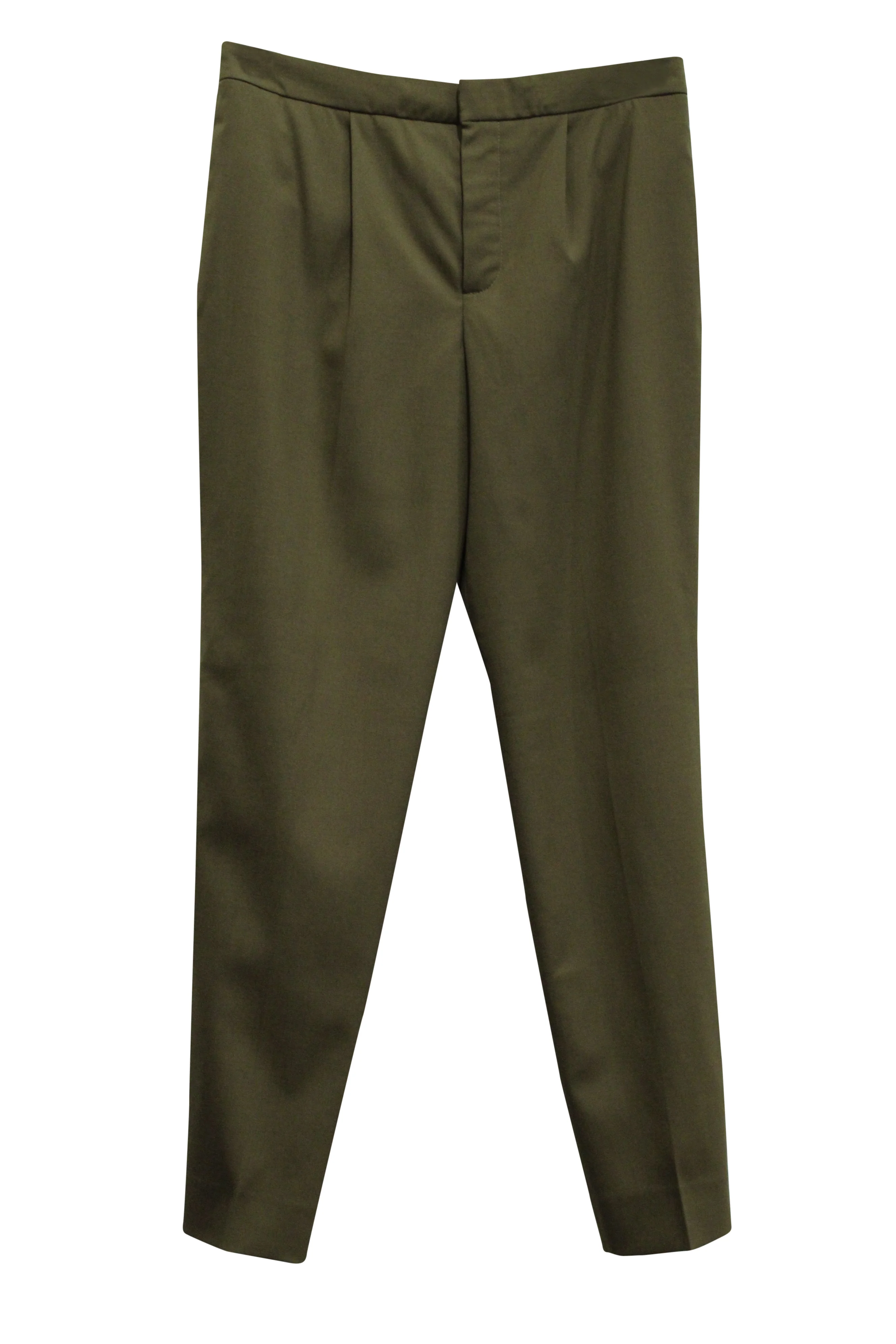 Women's Chloé Tapered Pants in Khaki Green Wool