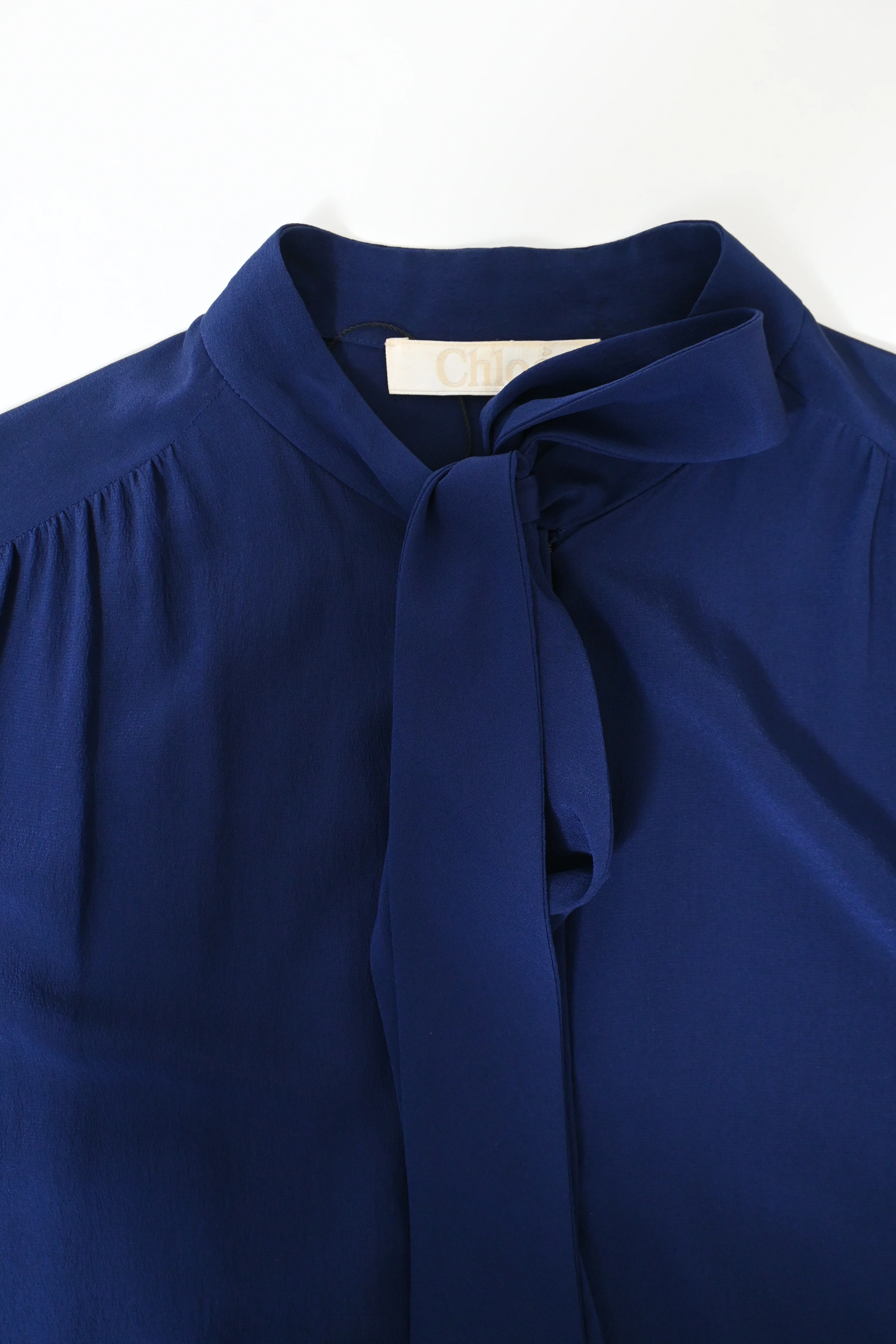 Women's Chloé Tie-Front Long Sleeve Blouse in Blue Silk - Image 9