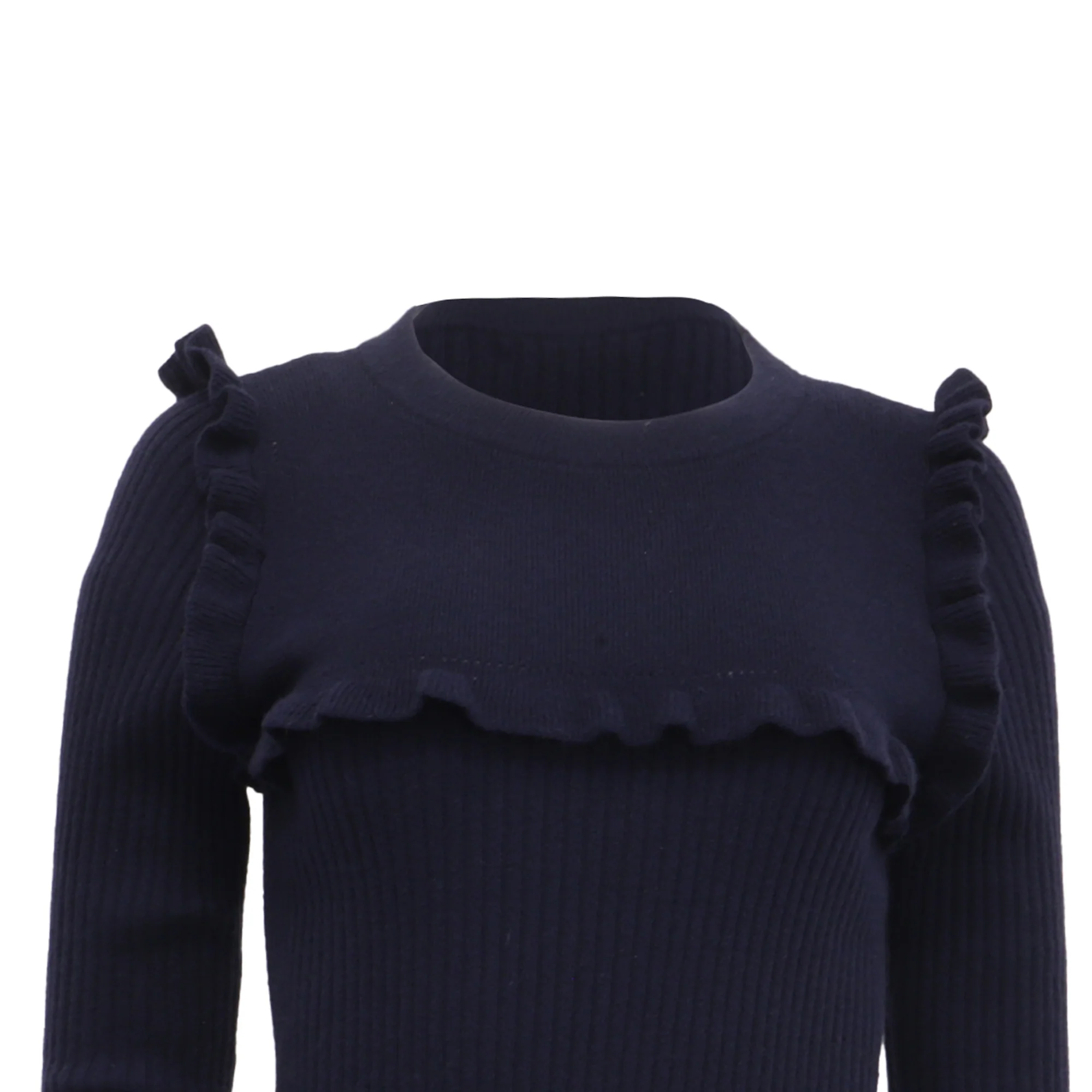 Women's See by Chloé Ruffled Sweater in Navy Blue Alpaca Wool - Image 2