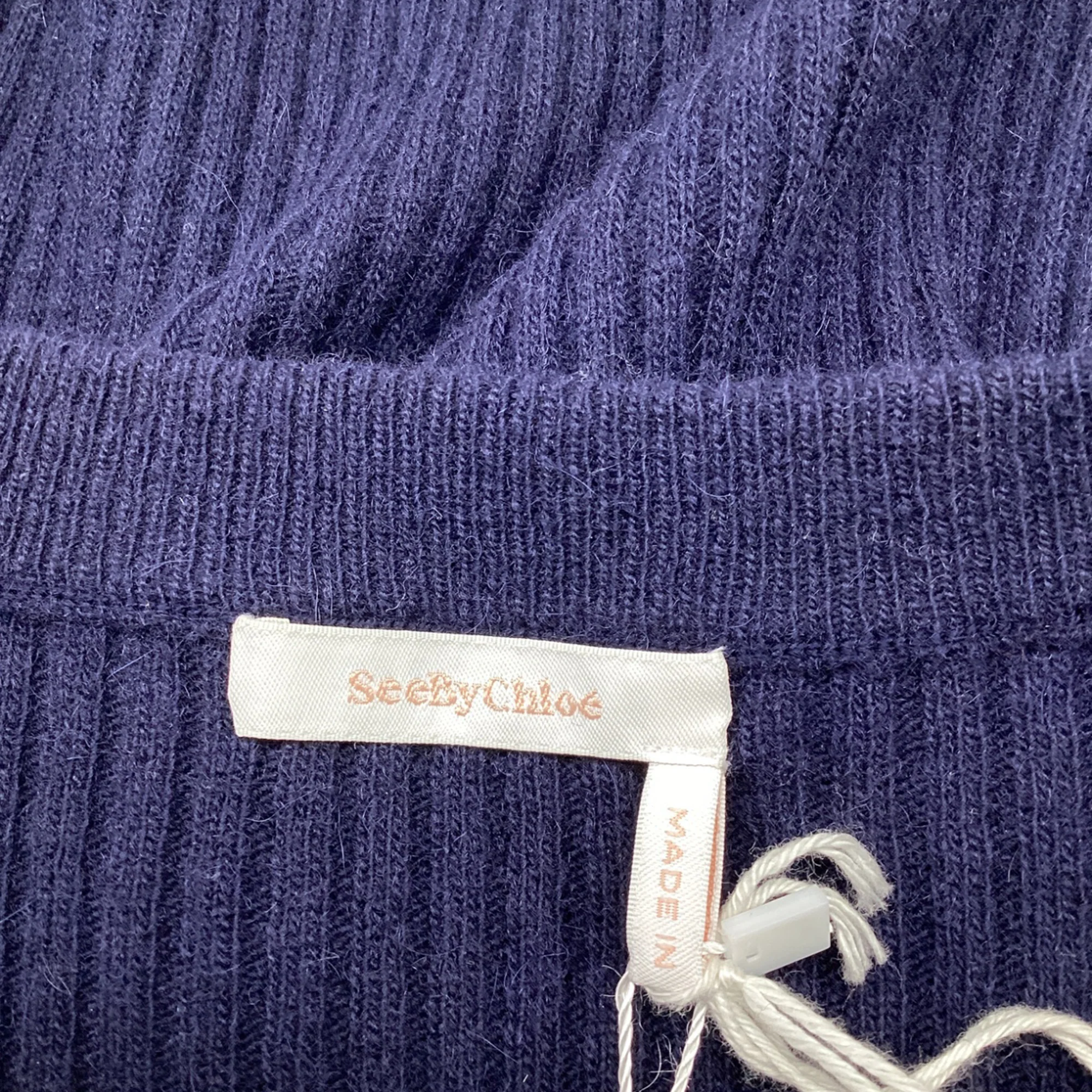 Women's See by Chloé Ruffled Sweater in Navy Blue Alpaca Wool - Image 7