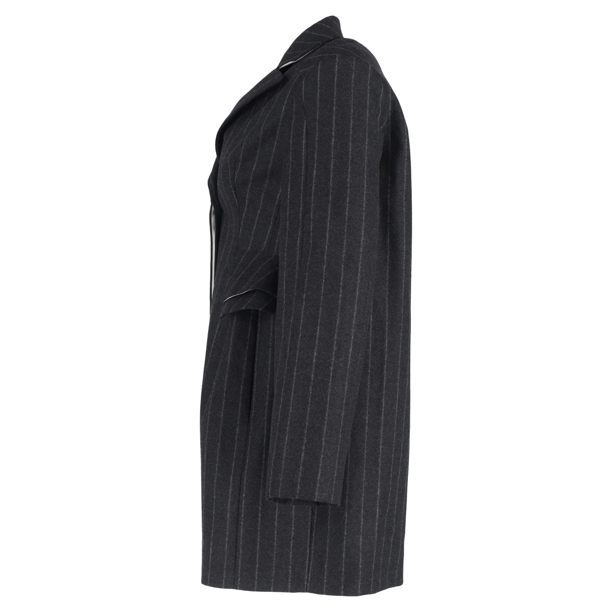 Women's Christian Dior Pinstripe Single-Breasted Blazer in Grey Wool - Image 2