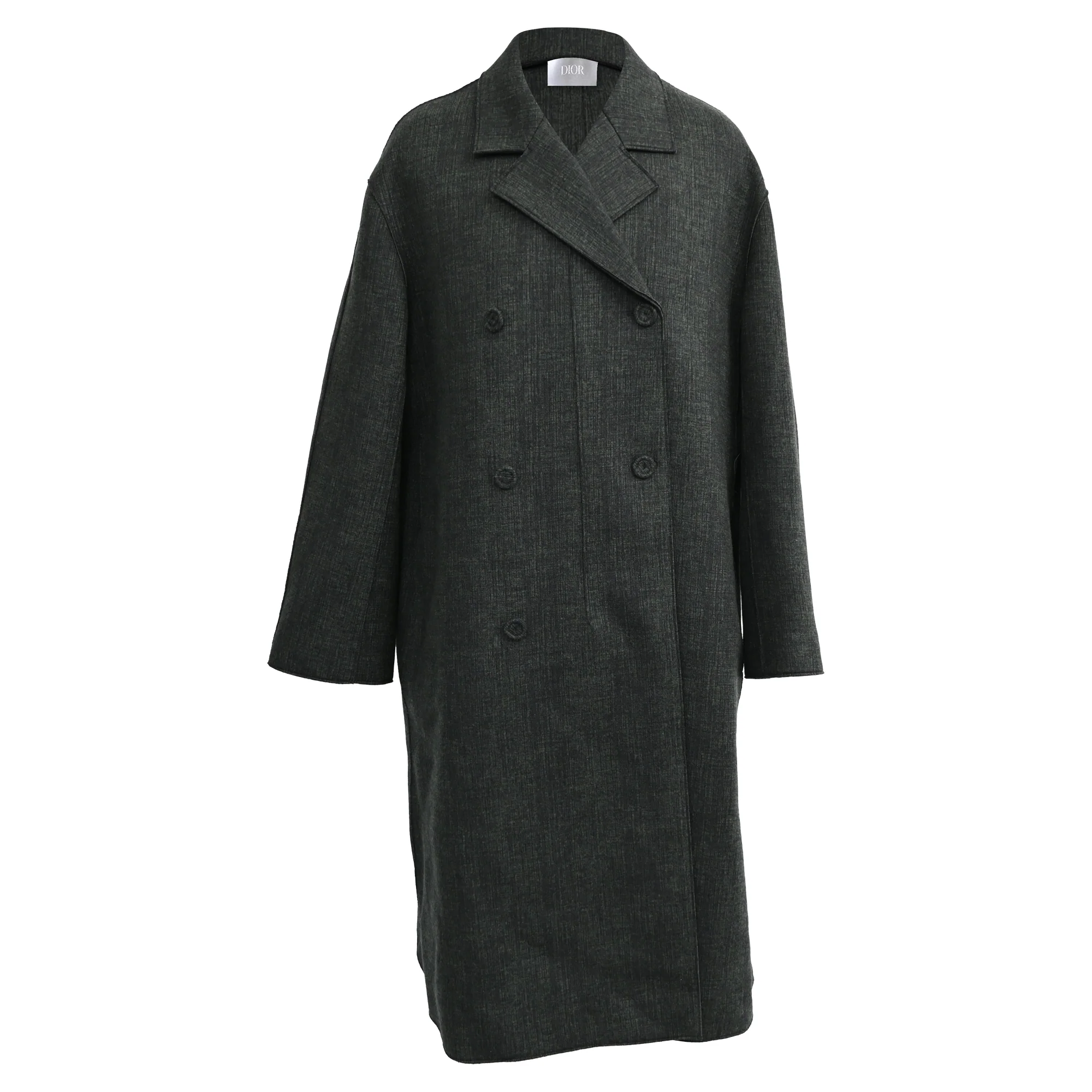 Men's Dior Double-Breasted Coat in Dark Grey Wool