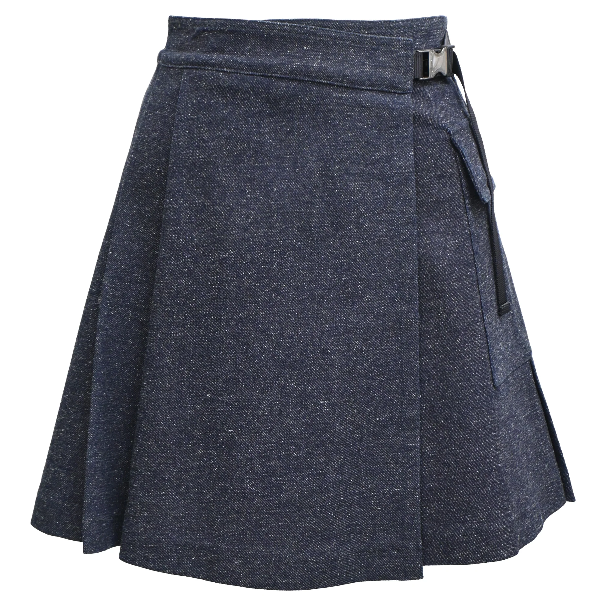 Women's Dior Pleated Mini Wrap Skirt in Navy Blue Cotton