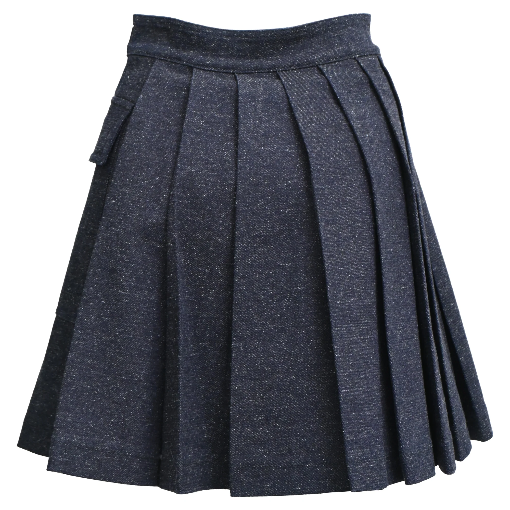 Women's Dior Pleated Mini Wrap Skirt in Navy Blue Cotton - Image 3