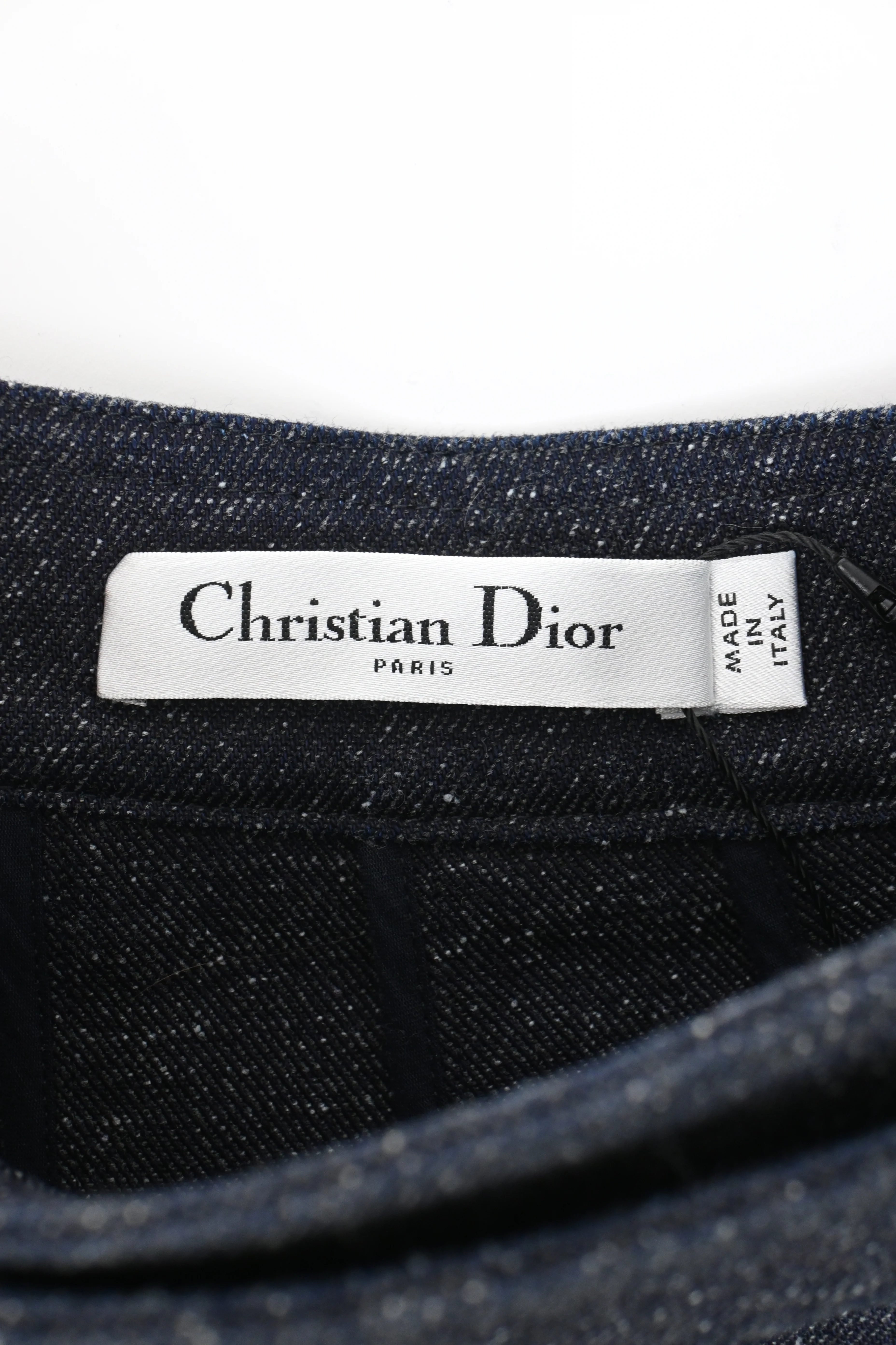 Women's Dior Pleated Mini Wrap Skirt in Navy Blue Cotton - Image 8