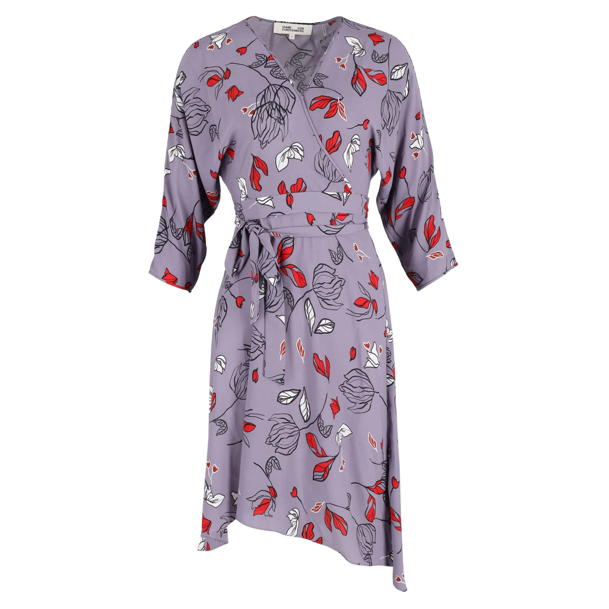 Women's Diane von Furstenberg Floral Midi Dress in Purple Viscose