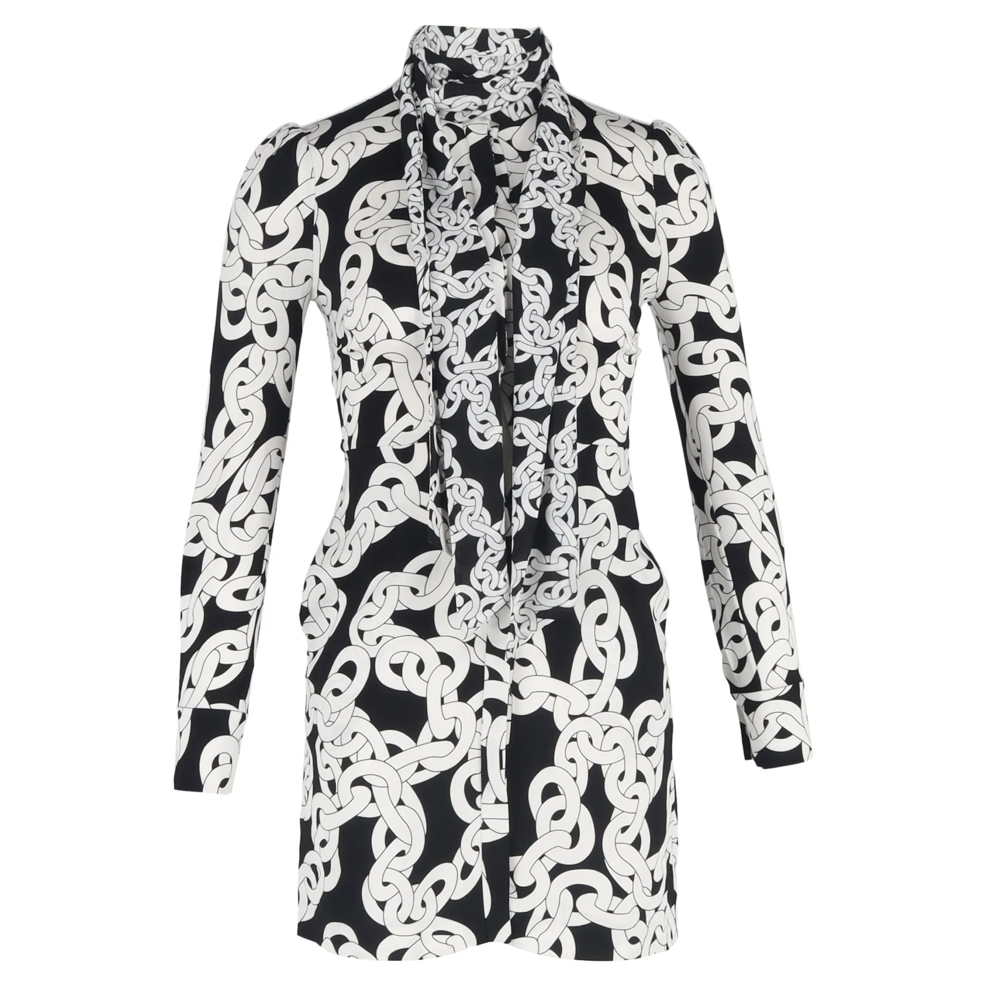 Women's Diane Von Furstenberg Franca Chain-Print Crepe Dress In Crawling Chain in Multicolor Viscose