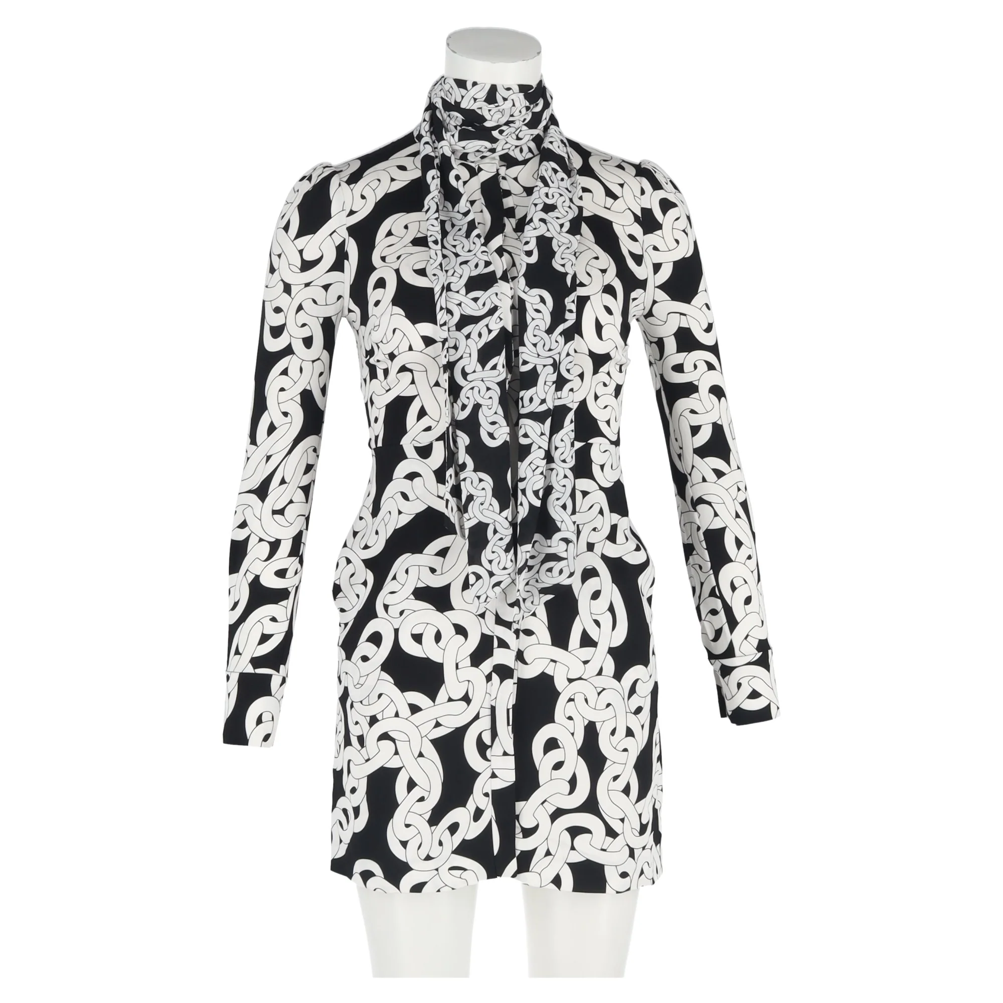 Women's Diane Von Furstenberg Franca Chain-Print Crepe Dress In Crawling Chain in Multicolor Viscose - Image 4