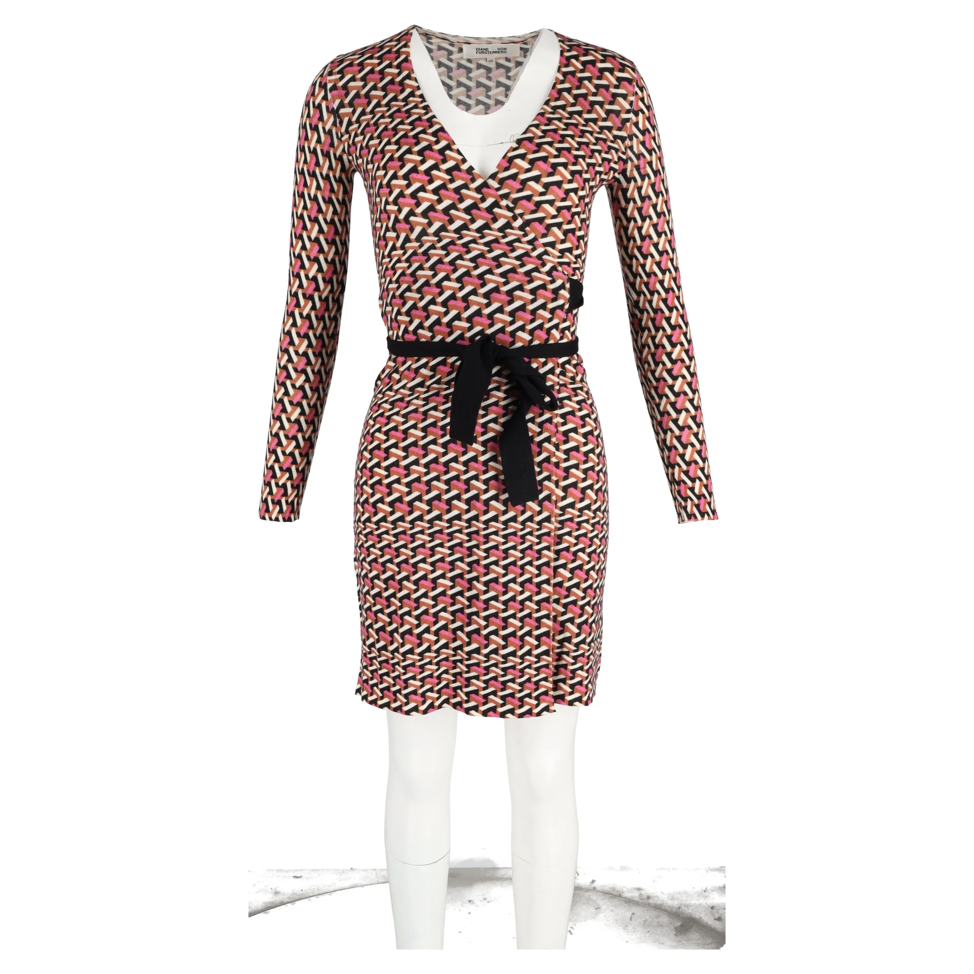 Women's Diane Von Furstenberg Geometric Print Wrap Dress in Multicolor Viscose - Image 4
