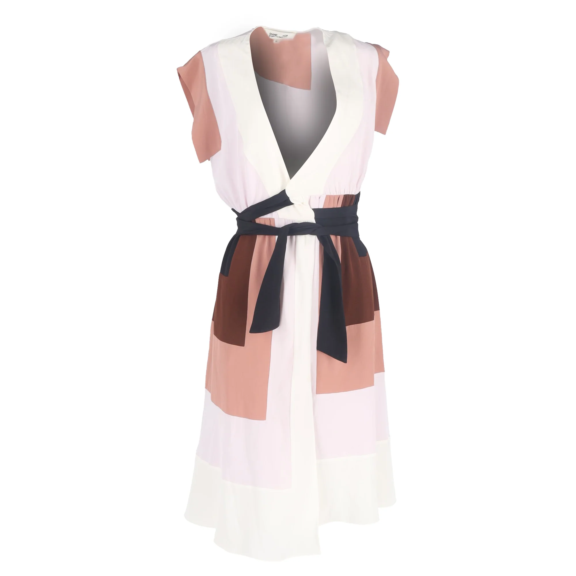 Women's Diane von Furstenberg Ingrid Colour-Block Crepe De Chine Wrap Dress In Multicolour Silk