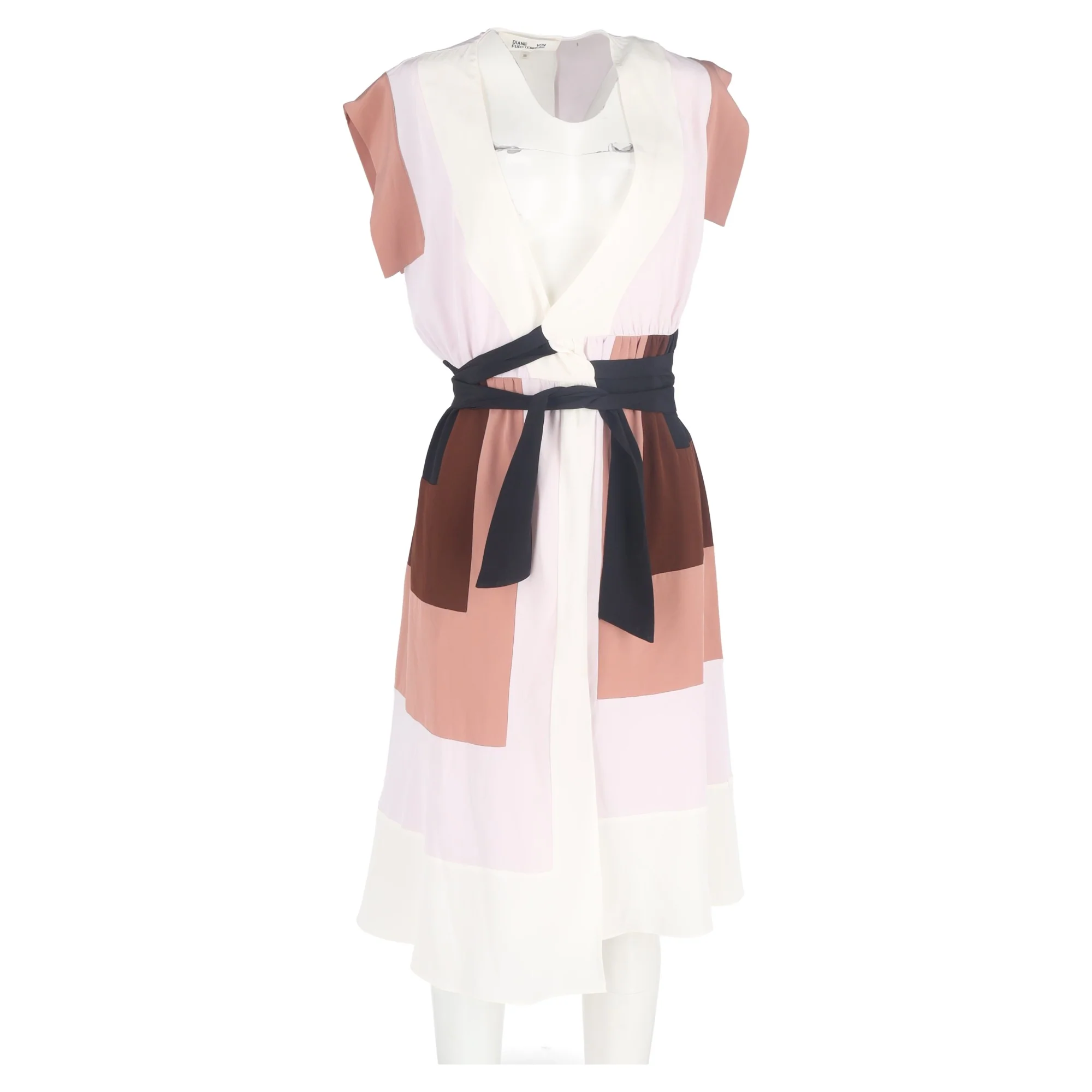 Women's Diane von Furstenberg Ingrid Colour-Block Crepe De Chine Wrap Dress In Multicolour Silk - Image 4