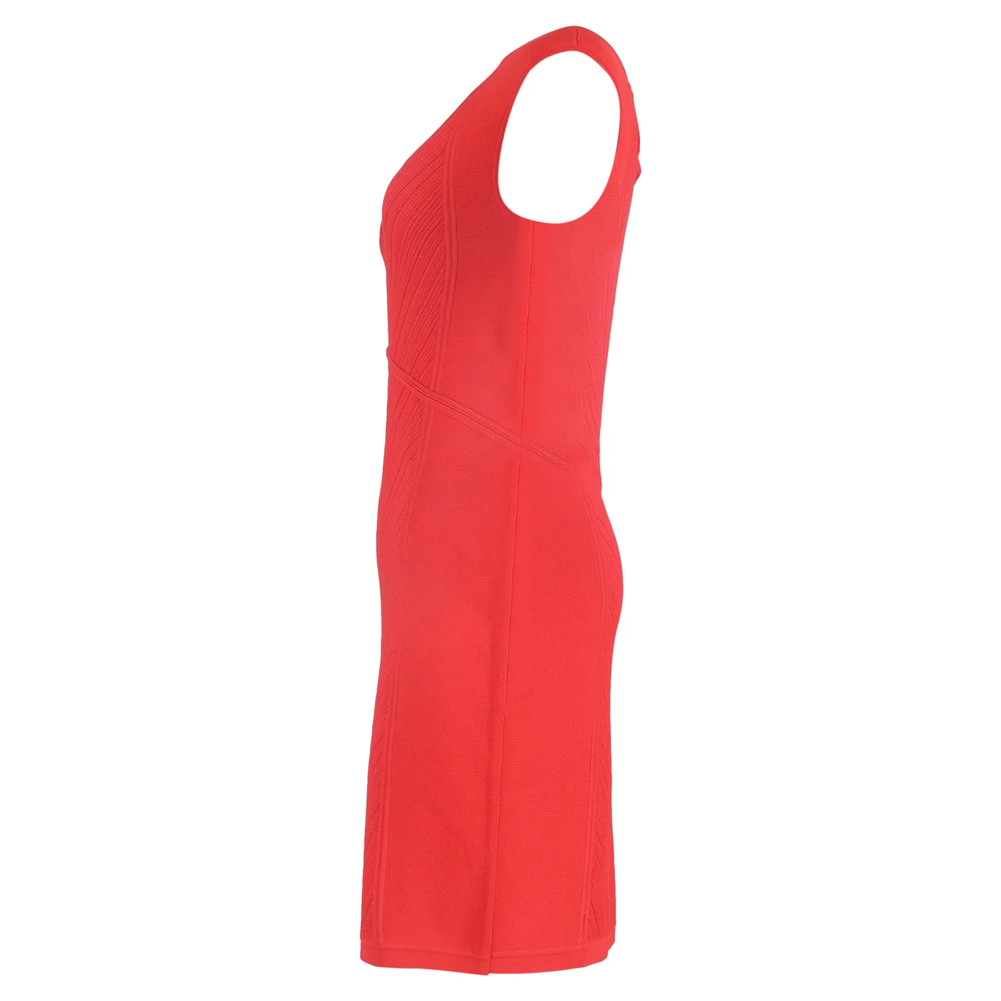 Women's Diane Von Furstenberg Knitted V-Neck Mini Dress in Red Viscose - Image 2