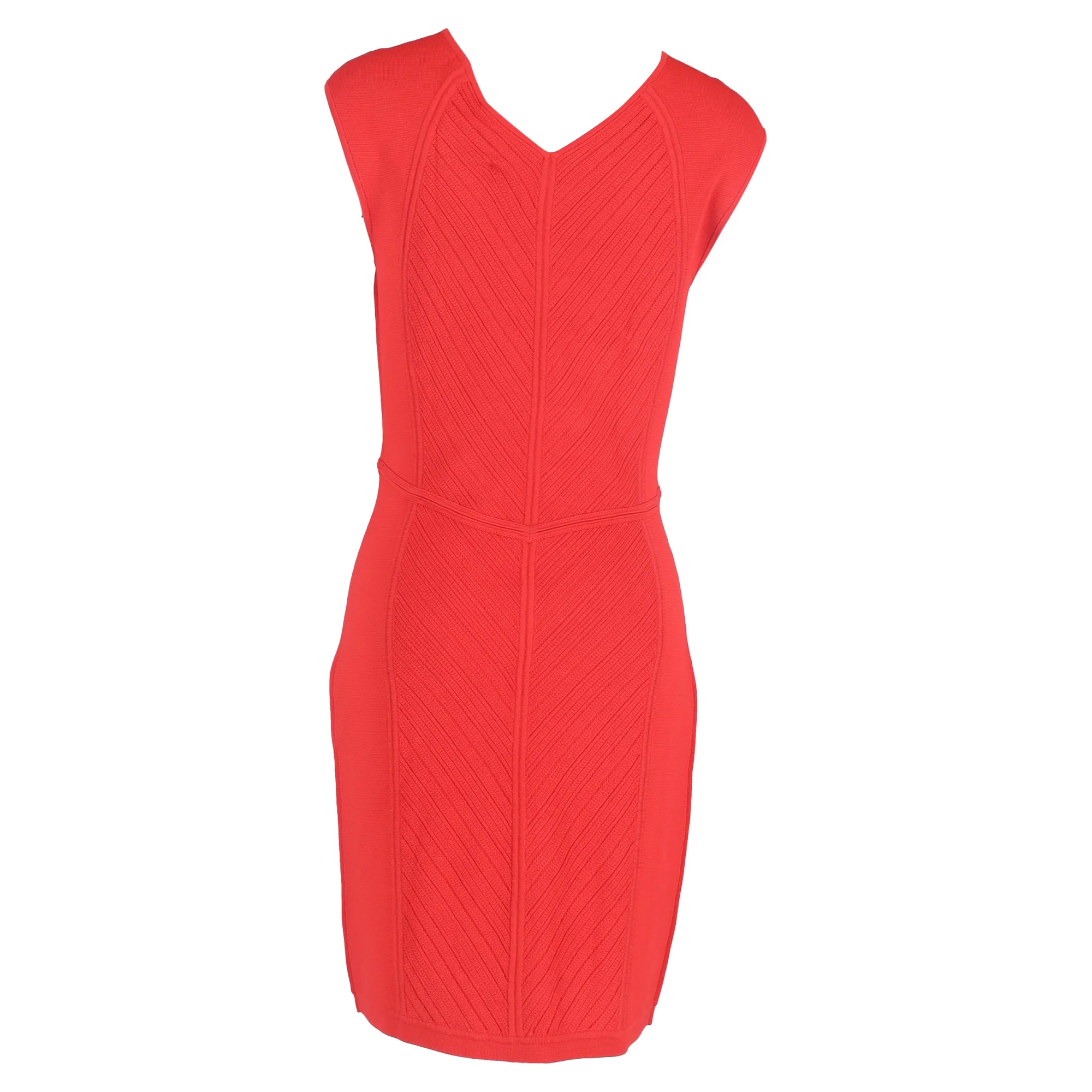 Women's Diane Von Furstenberg Knitted V-Neck Mini Dress in Red Viscose - Image 3