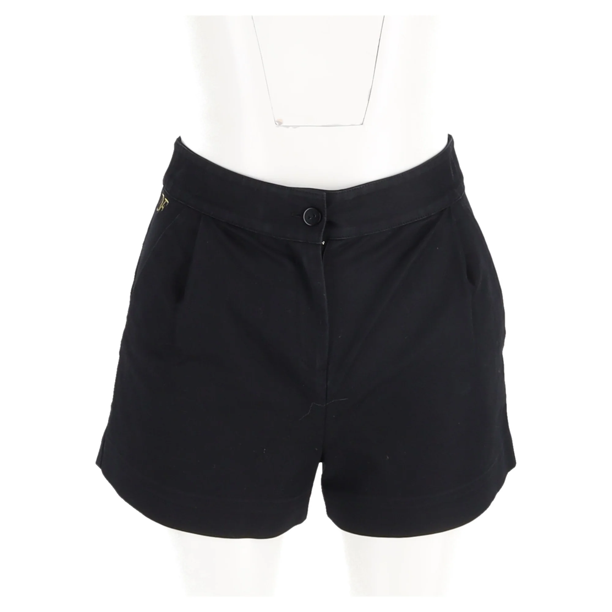 Women's Diane von Furstenberg Logo Embroidered Shorts in Black Cotton - Image 4