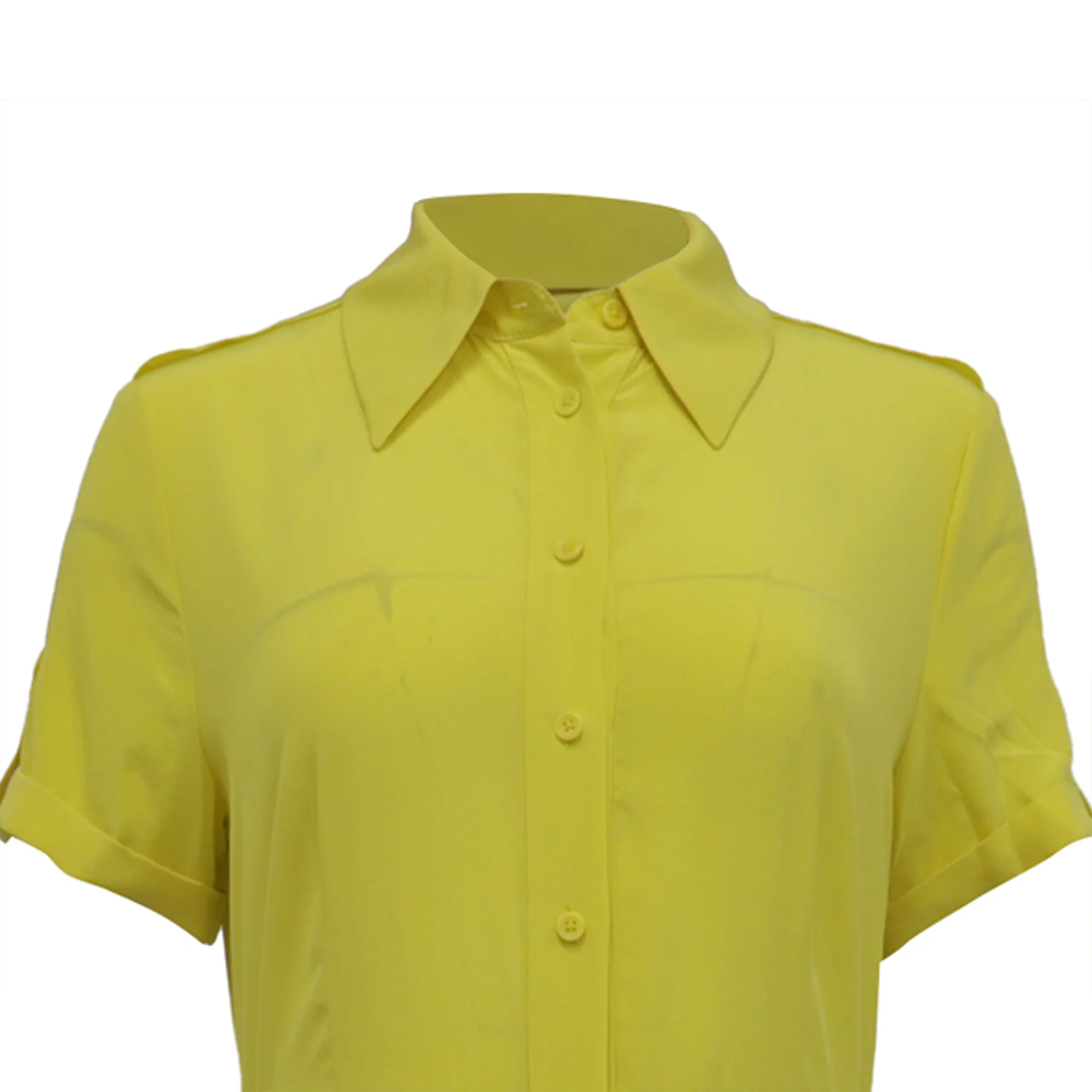 Women's Diane von Furstenberg Long Shirt Dress in Yellow Silk - Image 2