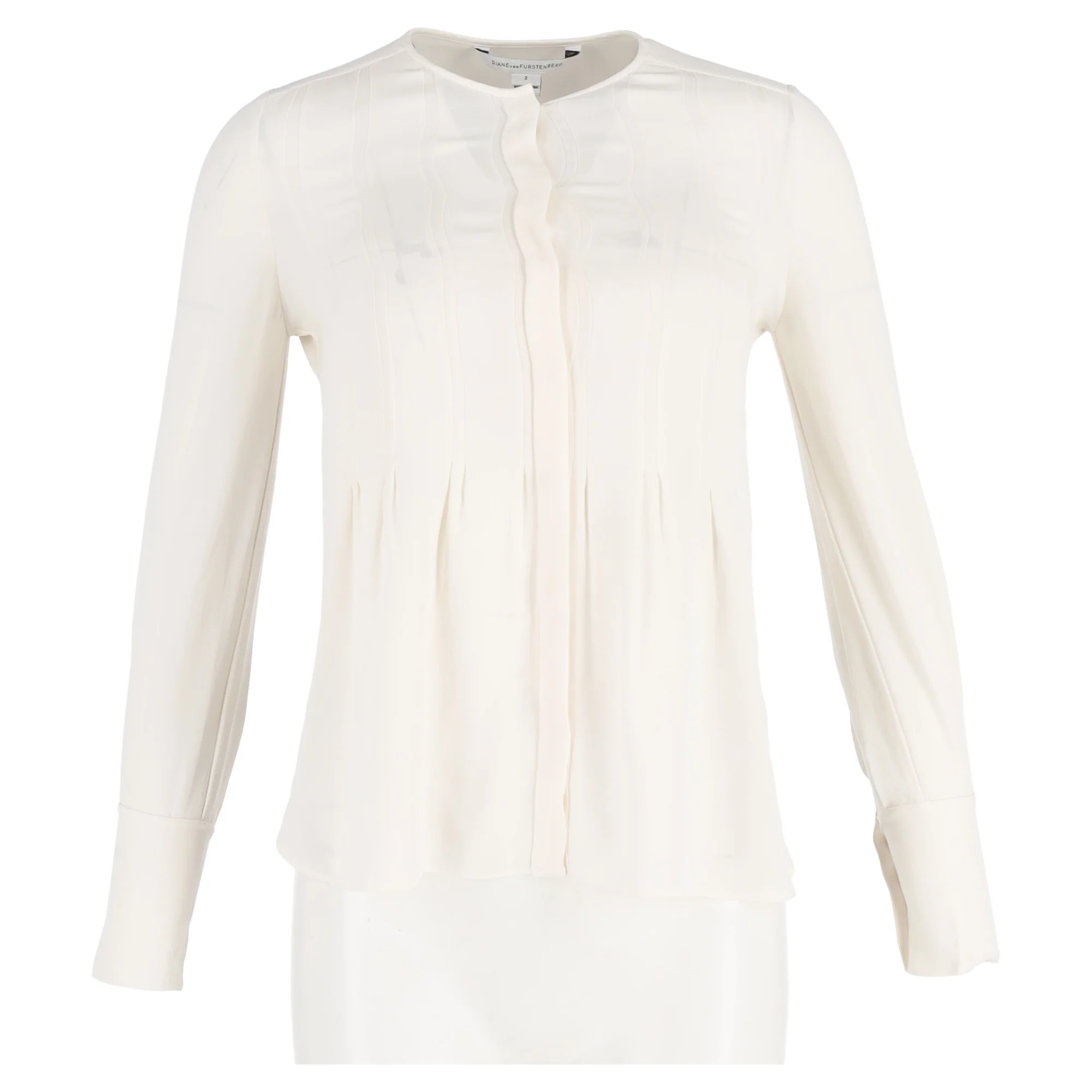 Women's Diane von Furstenberg Long Sleeve Blouse in White Silk - Image 4