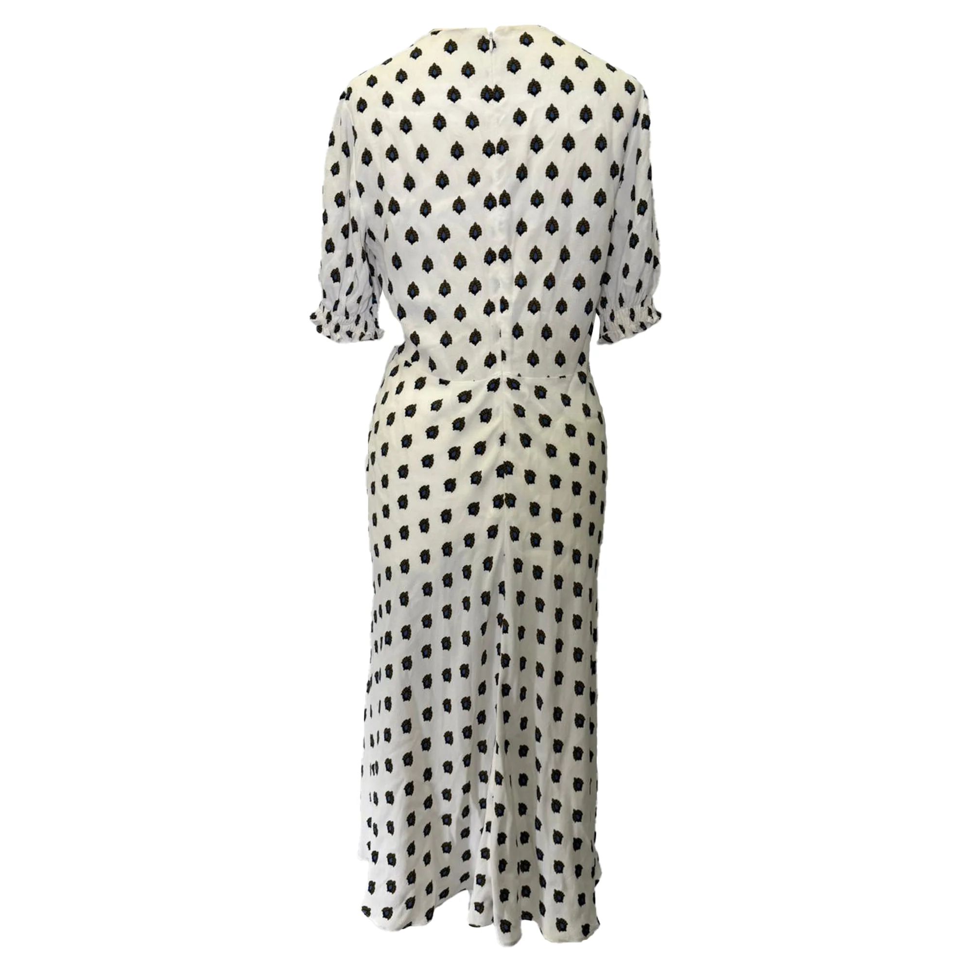 Women's Diane Von Furstenberg Printed V-Neck Midi Dress in White Viscose - Image 5
