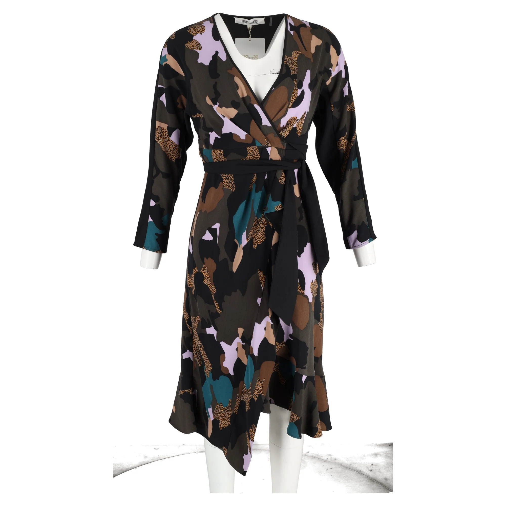 Women's Diane Von Furstenberg Printed Wrap Dress in Multicolor Viscose - Image 4
