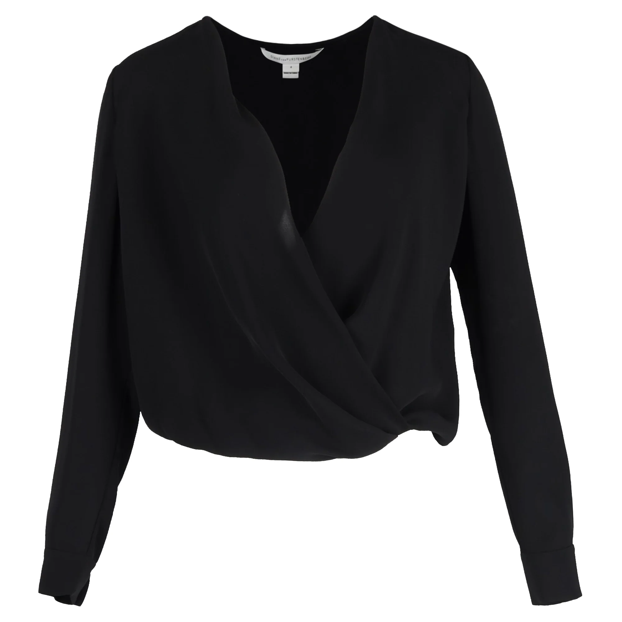 Women's Diane Von Furstenberg Surpliced Top in Black Polyester