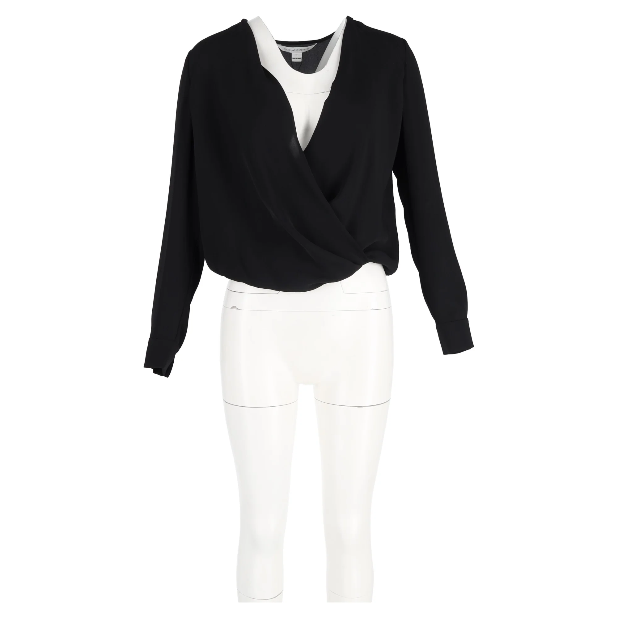 Women's Diane Von Furstenberg Surpliced Top in Black Polyester - Image 4