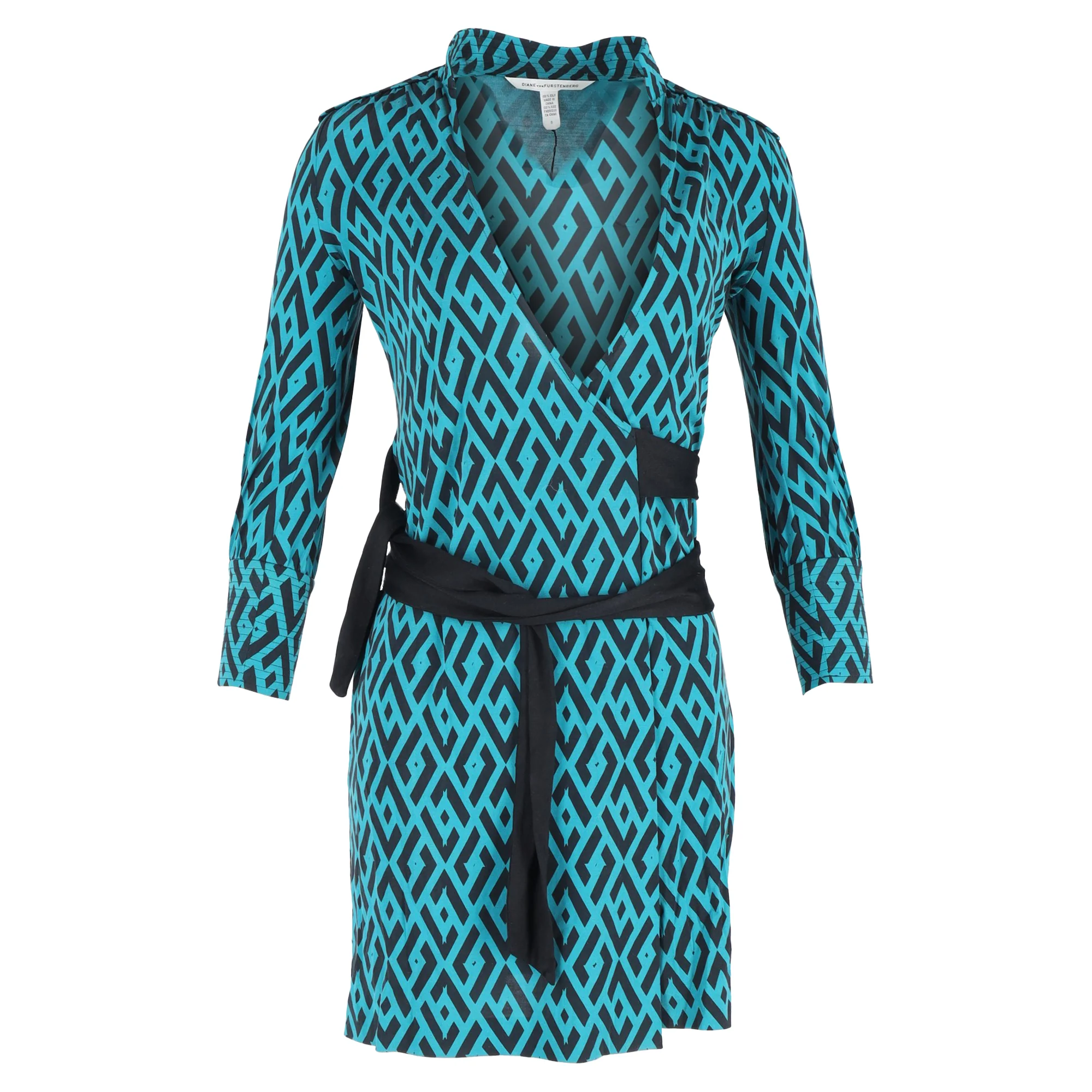 Women's Diane Von Furstenberg Tessa Wrap Dress in Turquoise Silk