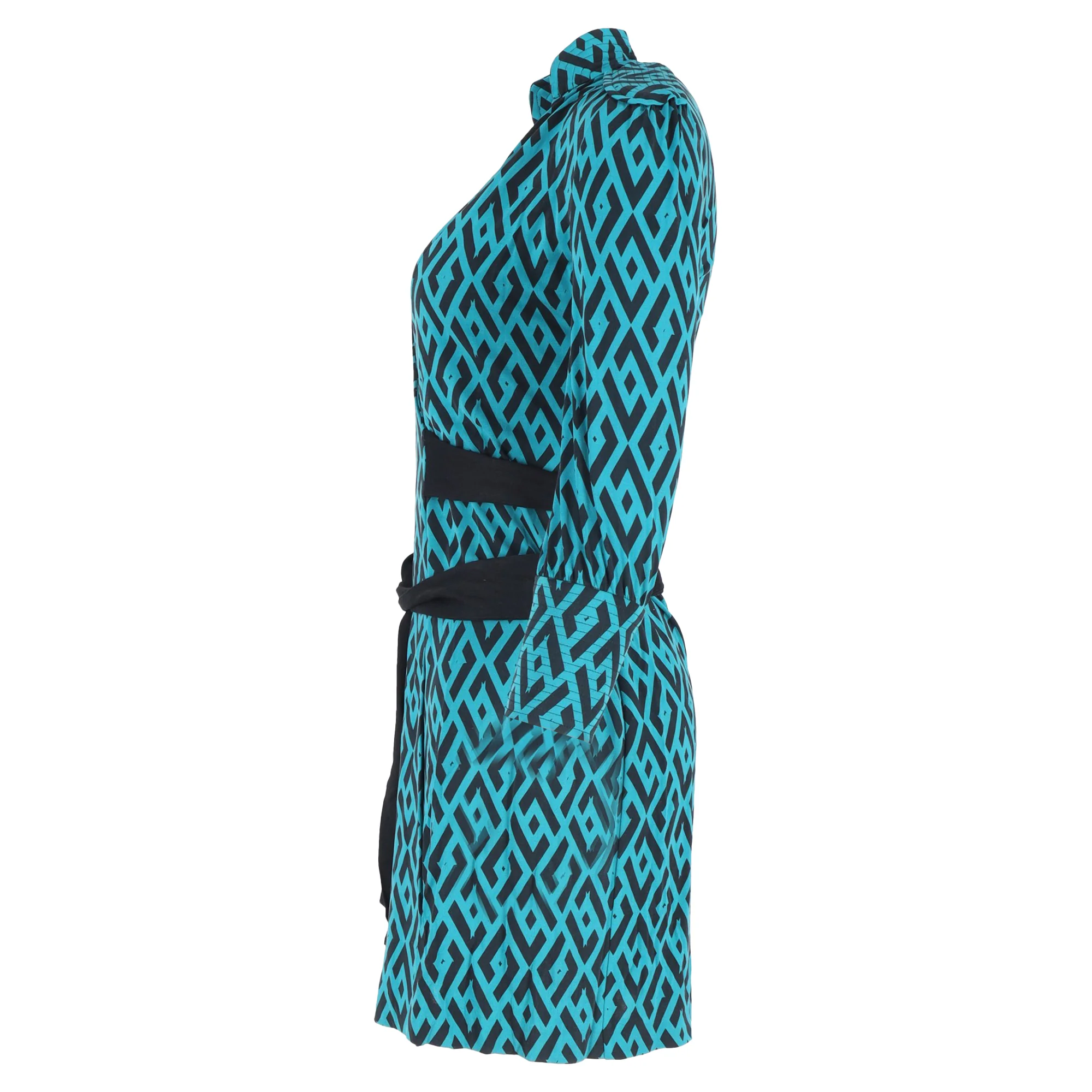 Women's Diane Von Furstenberg Tessa Wrap Dress in Turquoise Silk - Image 2