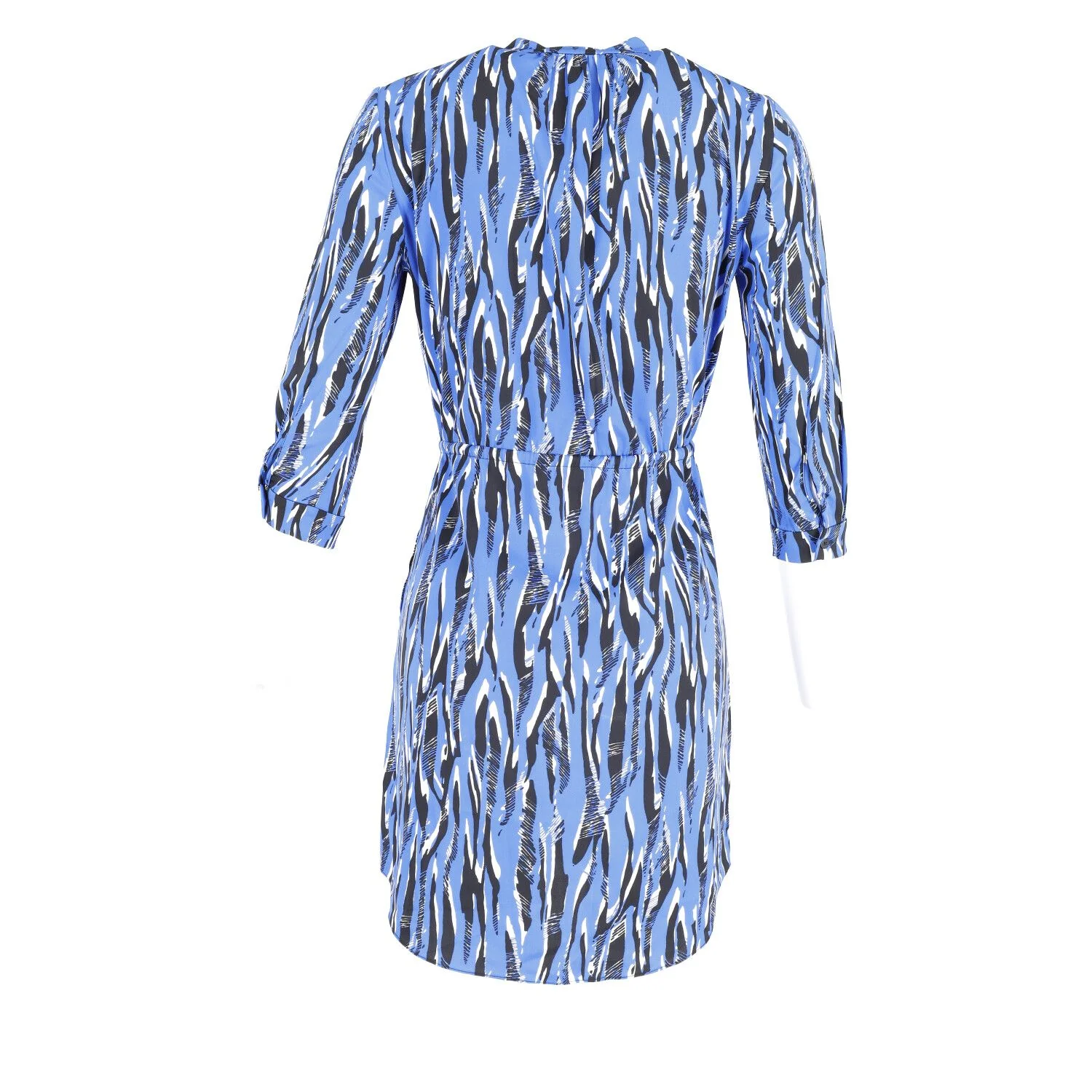 Women's Diane Von Furstenberg Zebra Print Tie Waist Dress in Blue Silk - Image 6