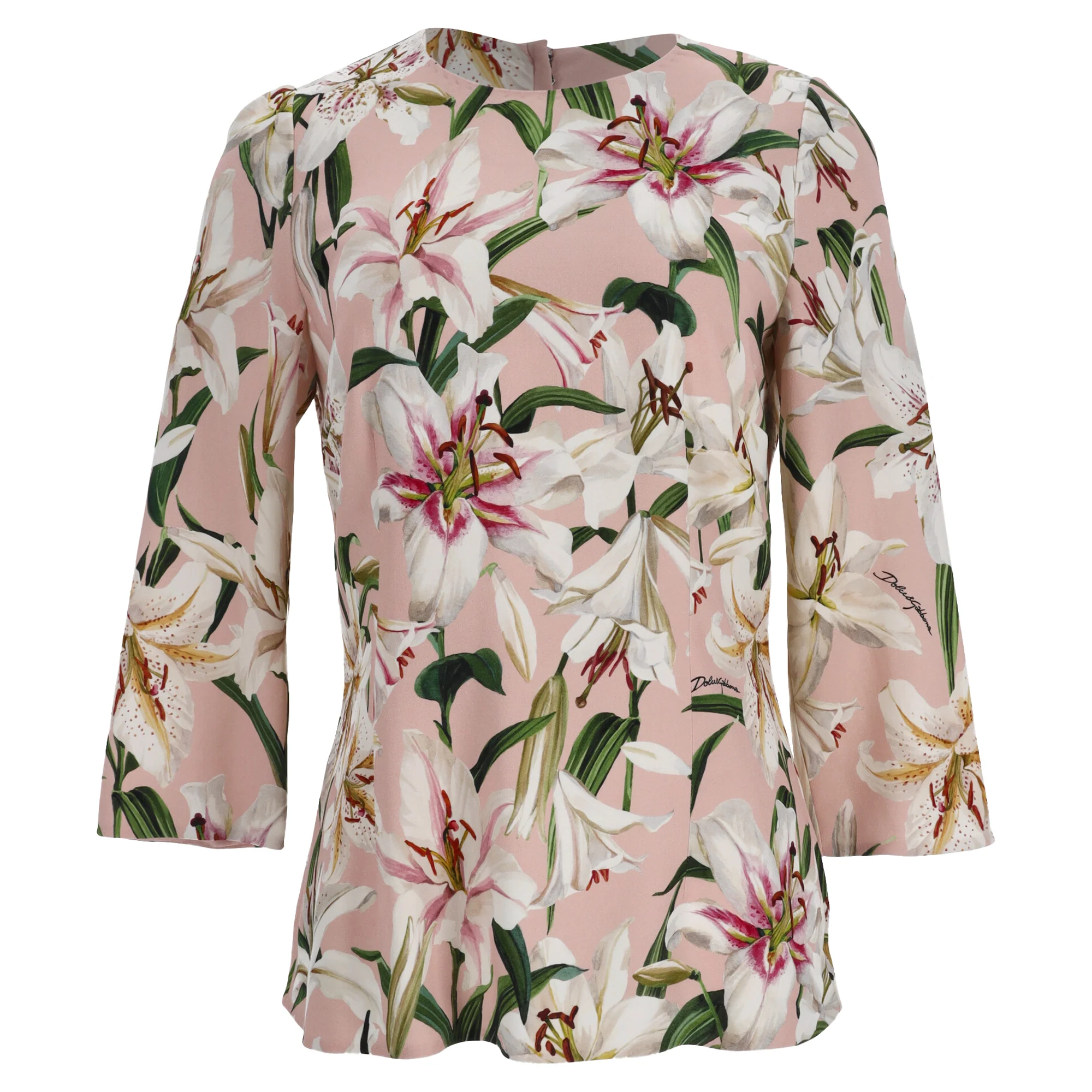 Women's Dolce & Gabbana Floral Print Blouse in Pink Viscose