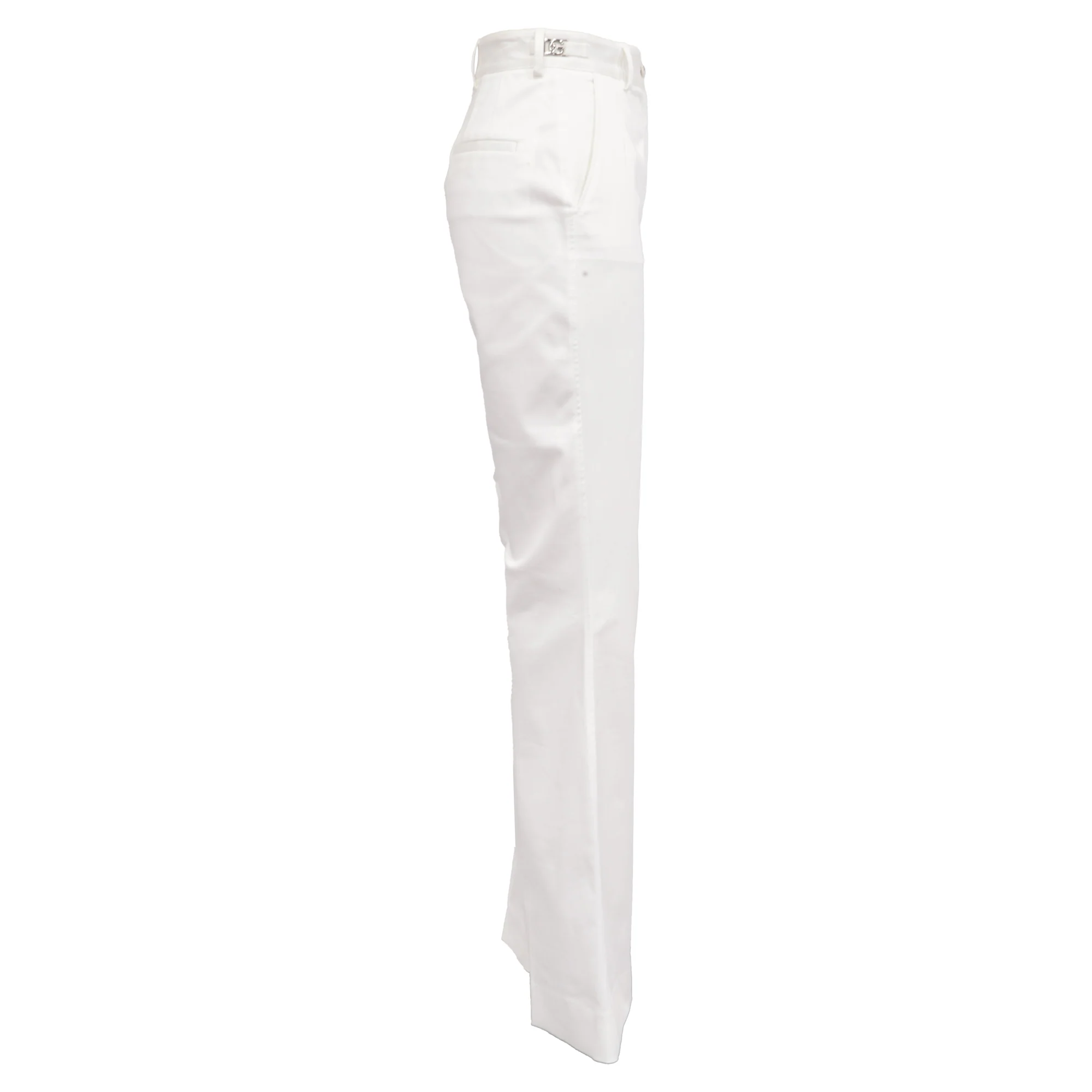 Women's Dolce & Gabbana High-Rise Flared Trousers in White Cotton - Image 2