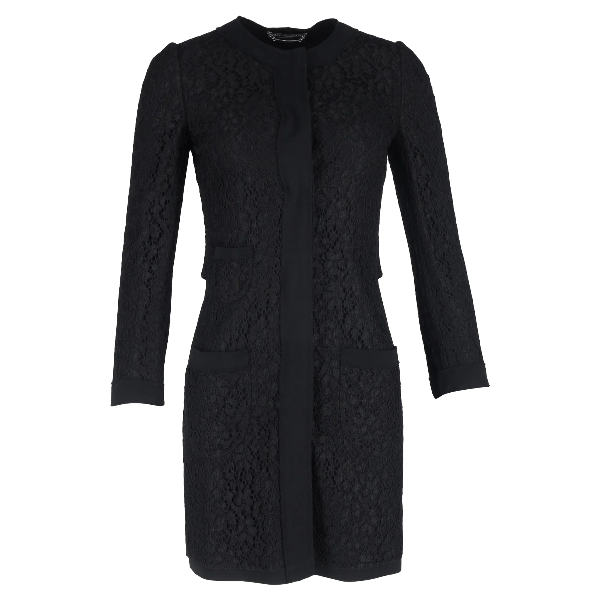 Women's Dolce & Gabbana Lace Coat in Black Polyamide