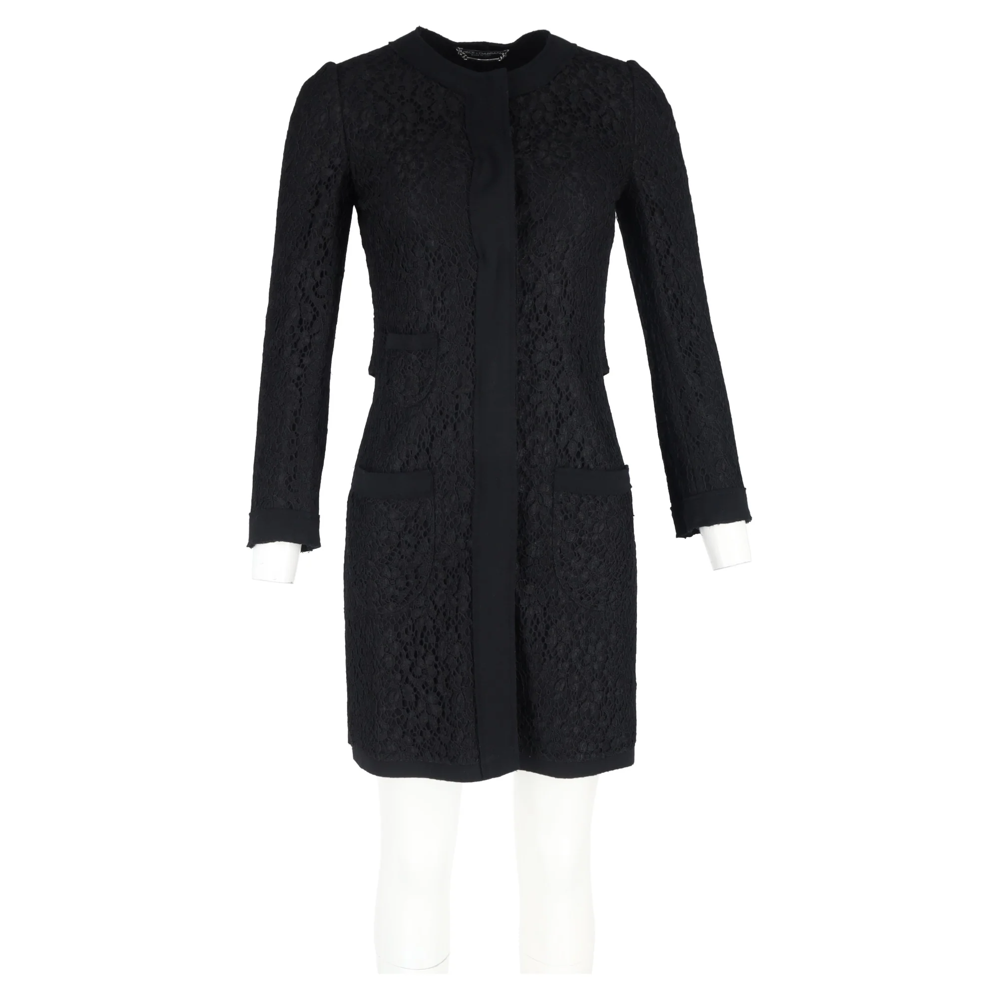 Women's Dolce & Gabbana Lace Coat in Black Polyamide - Image 4