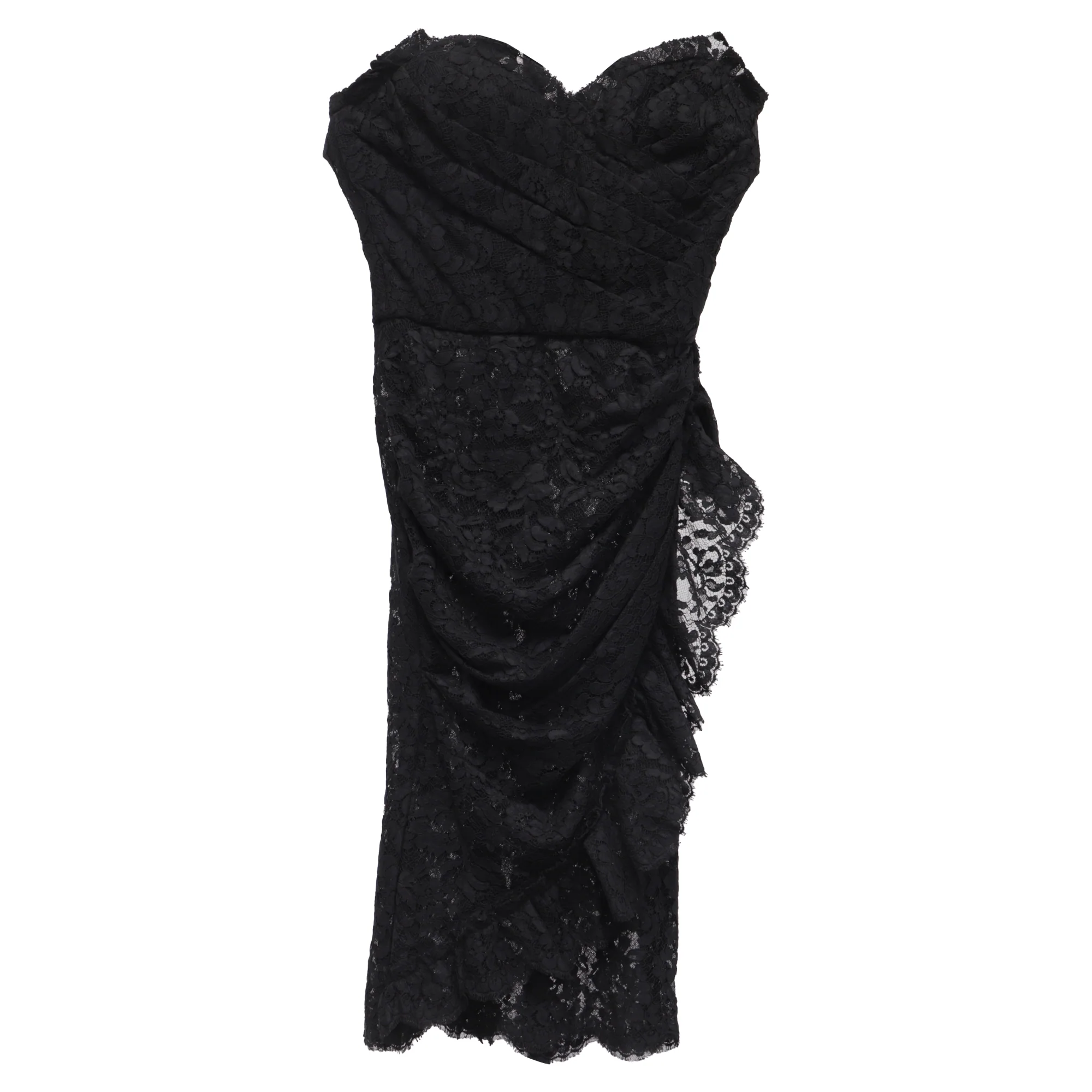 Women's Dolce & Gabbana Lace Strapless Mini Dress in Black Nylon