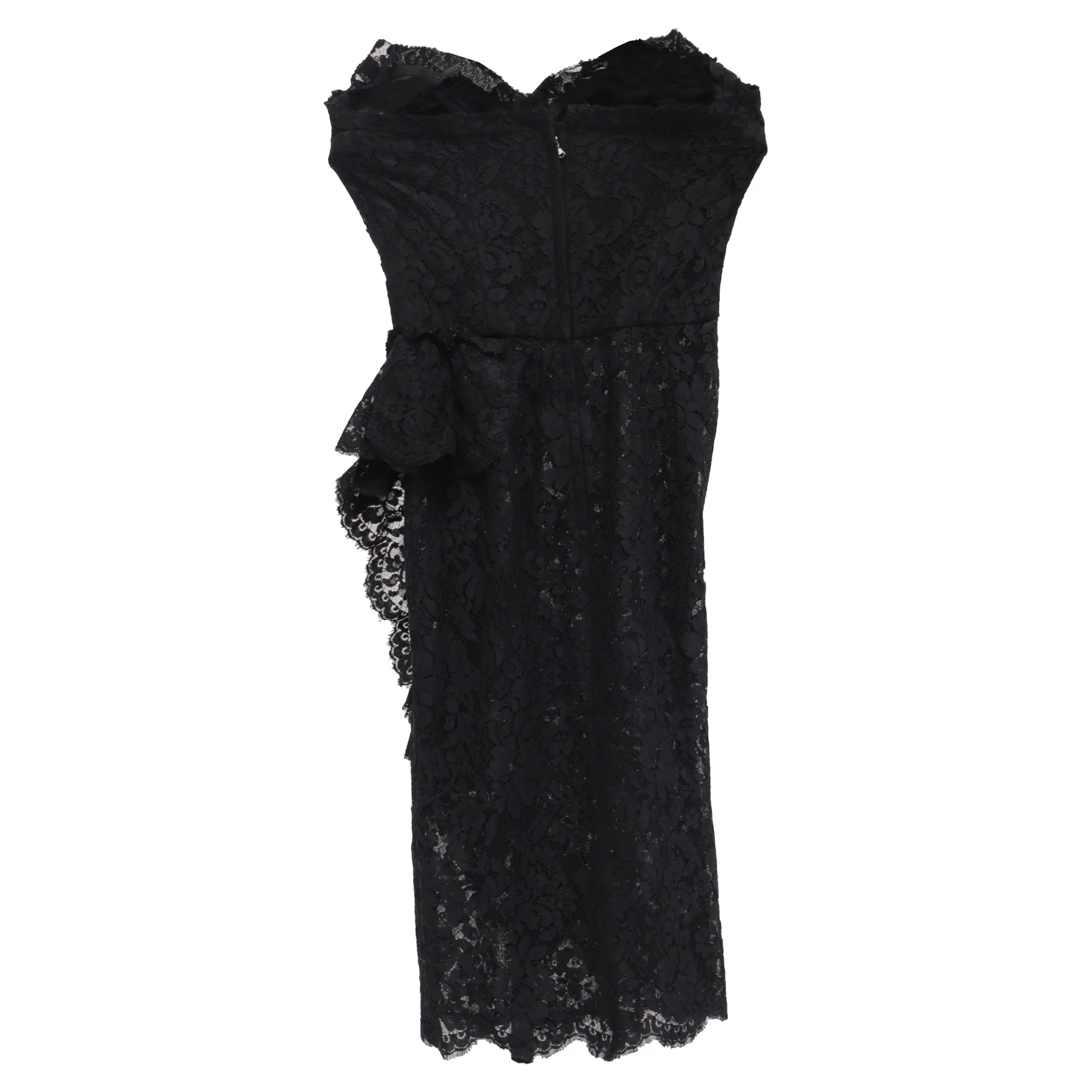 Women's Dolce & Gabbana Lace Strapless Mini Dress in Black Nylon - Image 3