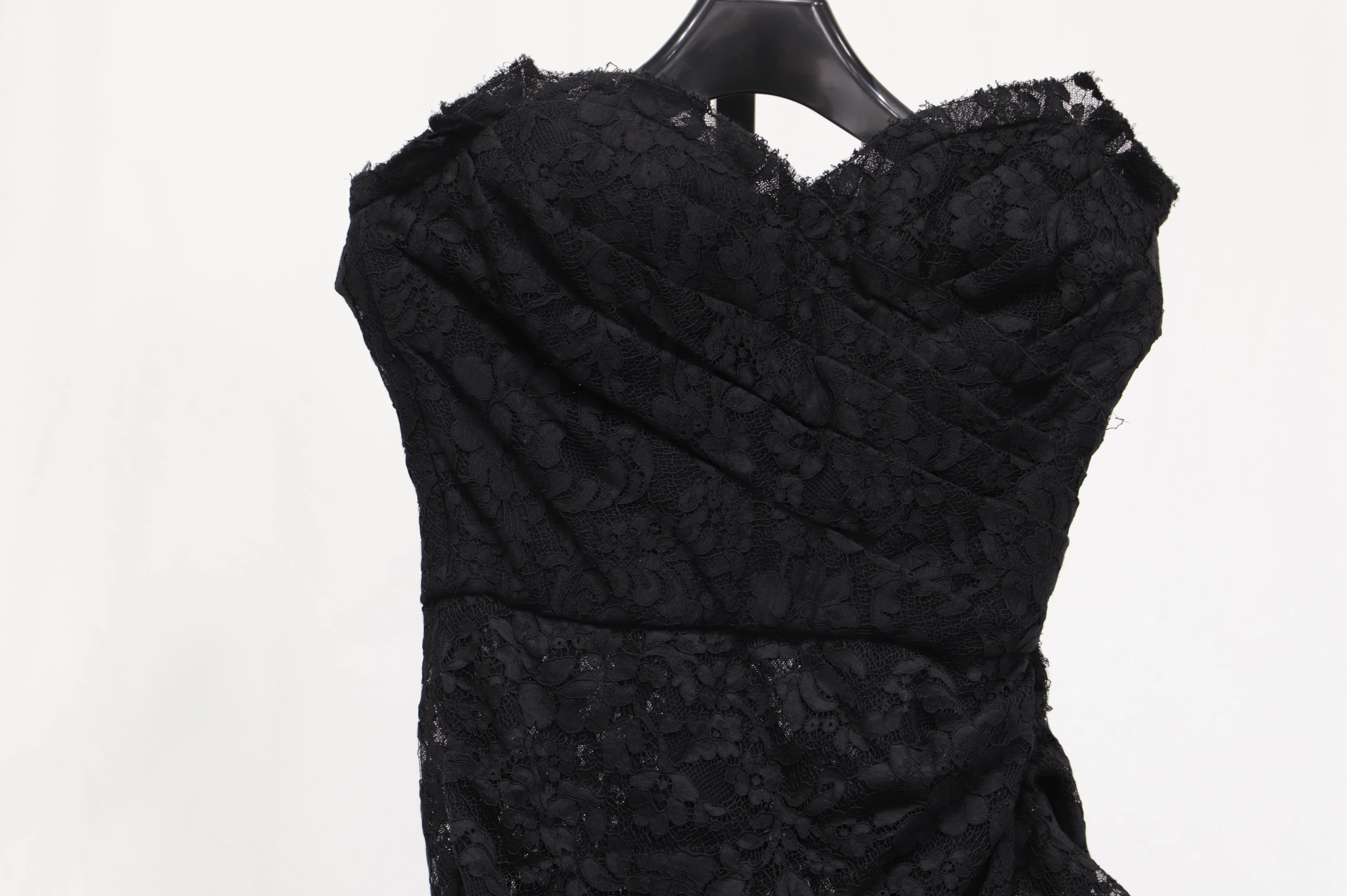 Women's Dolce & Gabbana Lace Strapless Mini Dress in Black Nylon - Image 6