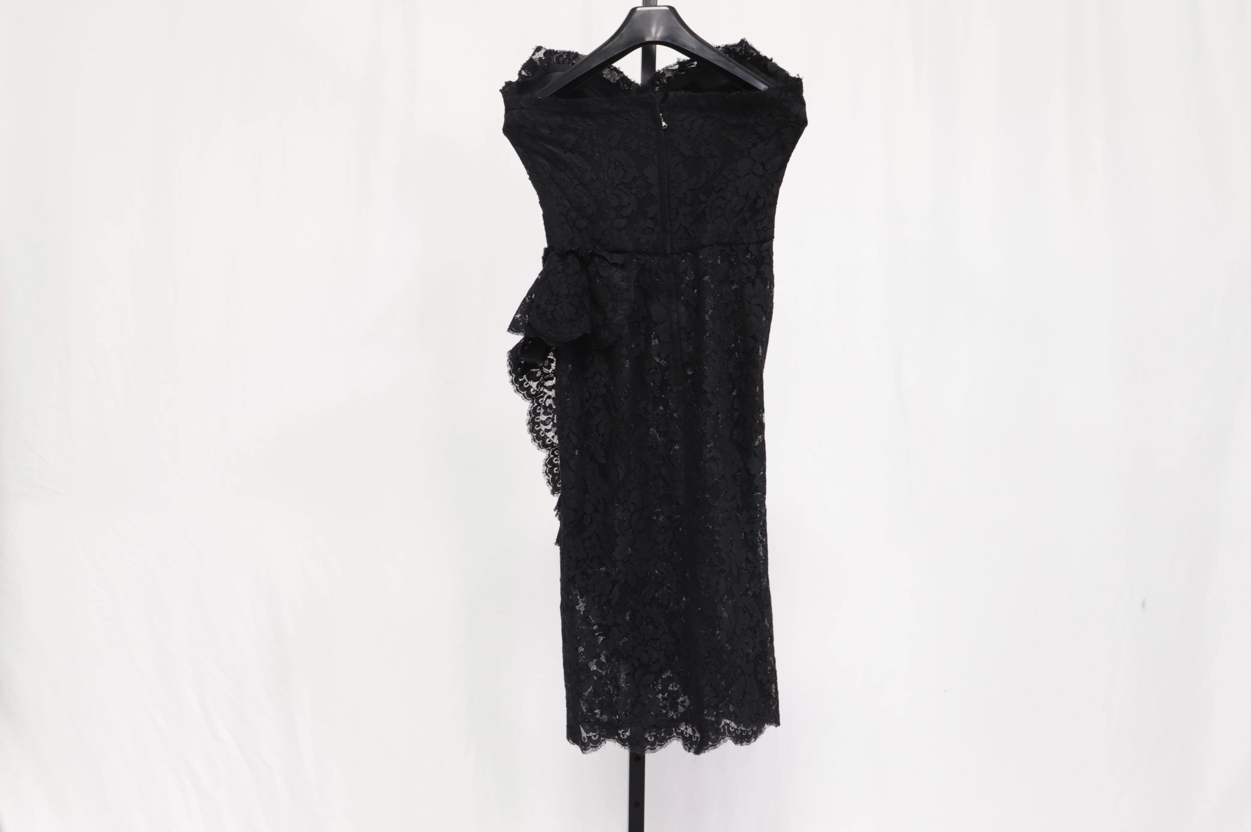 Women's Dolce & Gabbana Lace Strapless Mini Dress in Black Nylon - Image 7