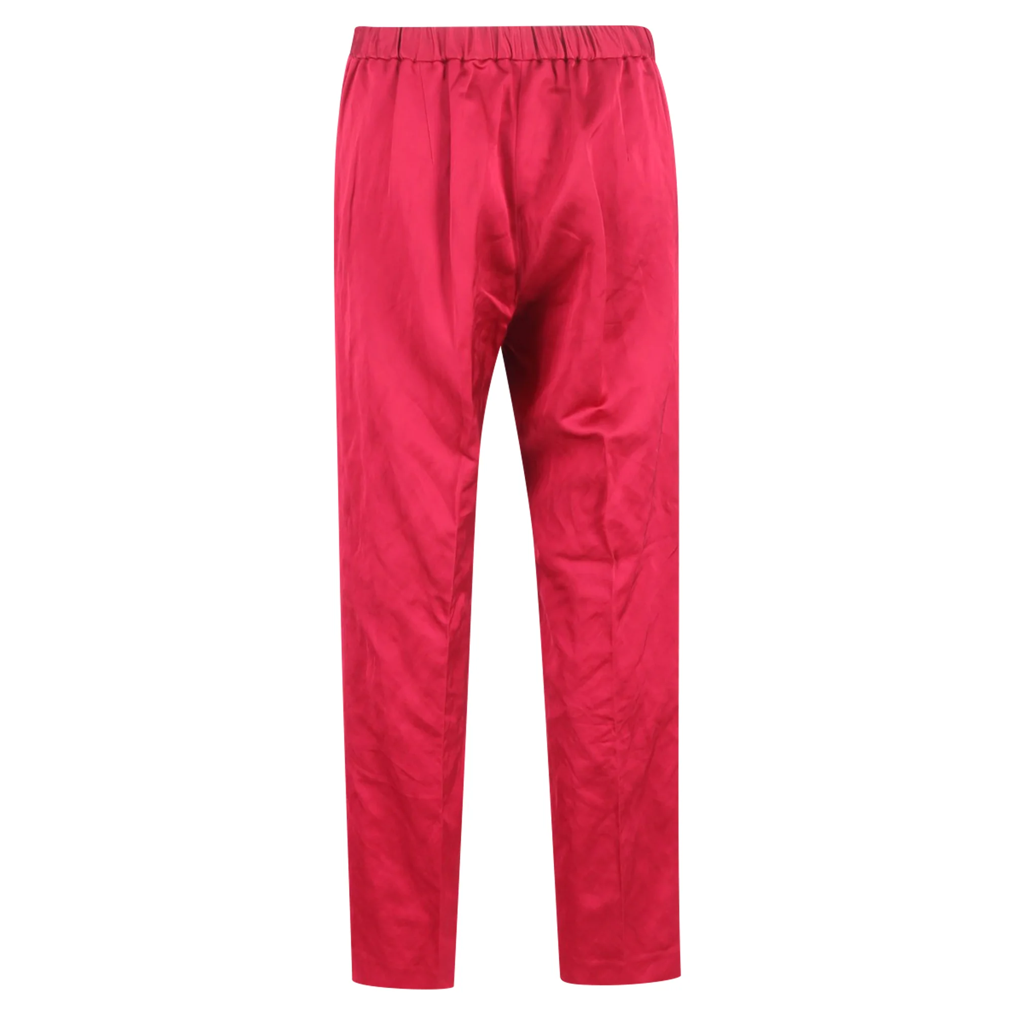 Women's Dries Van Noten Drawstring Wide-Leg Trousers in Pink Silk - Image 3