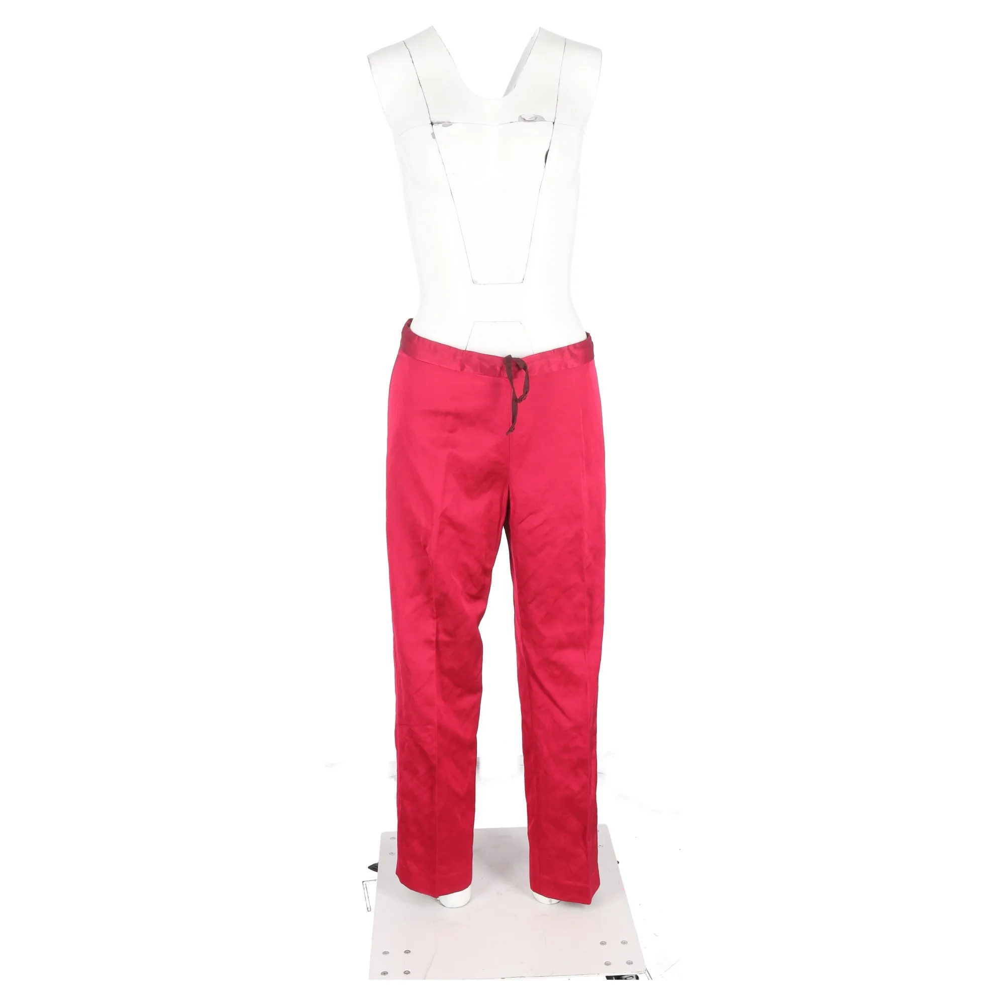 Women's Dries Van Noten Drawstring Wide-Leg Trousers in Pink Silk - Image 4