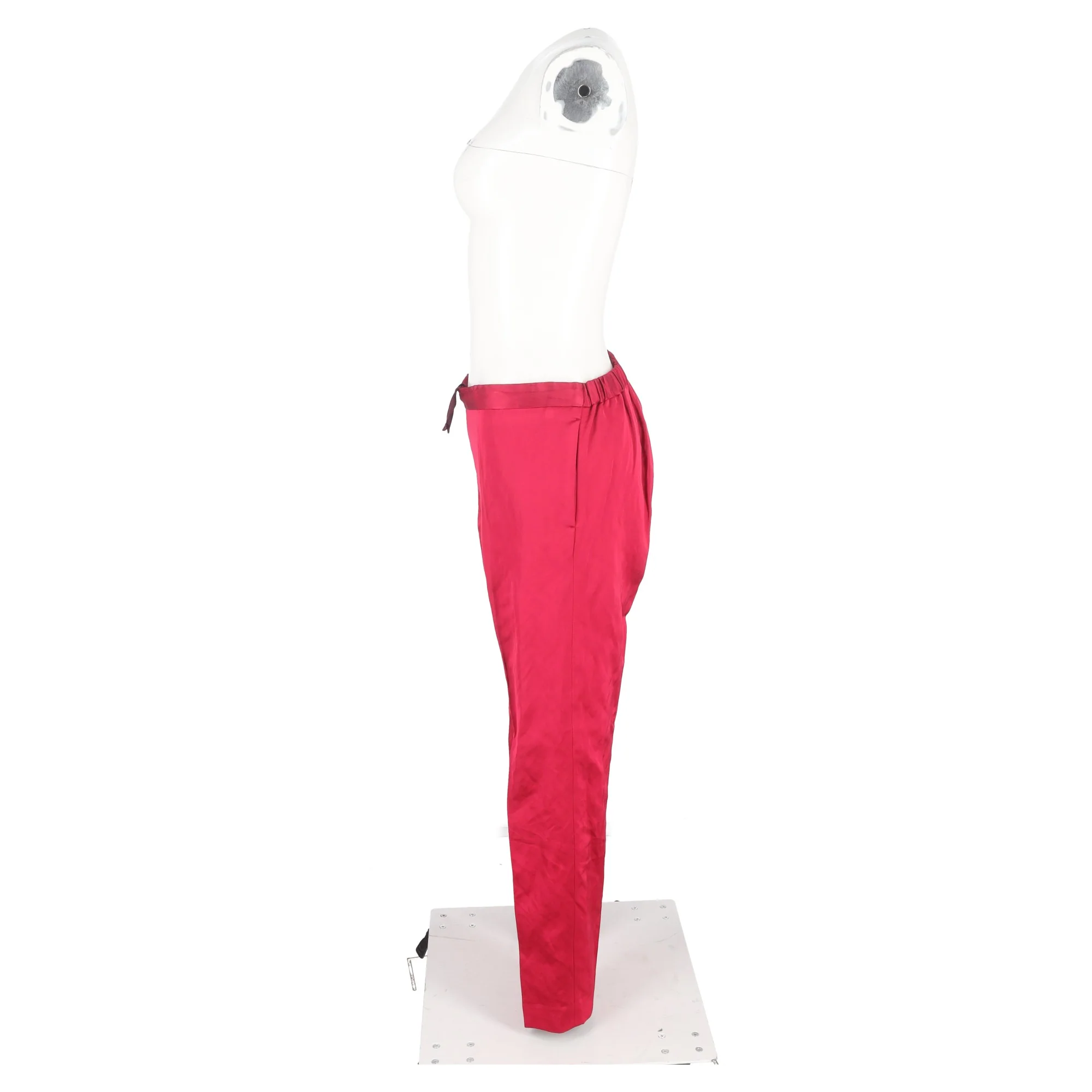 Women's Dries Van Noten Drawstring Wide-Leg Trousers in Pink Silk - Image 5