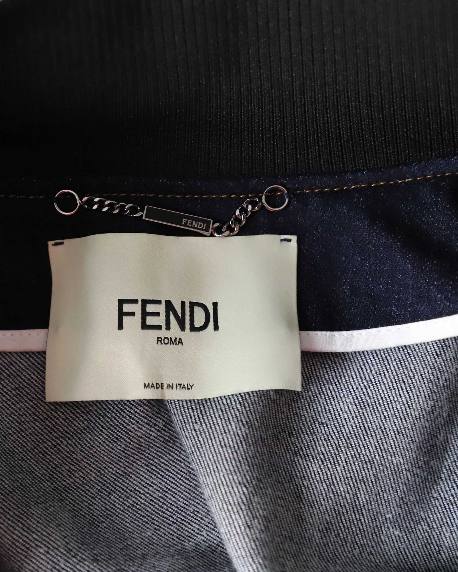 Women's Fendi Denim Bomber Jacket in Blue Cotton Denim - Image 4