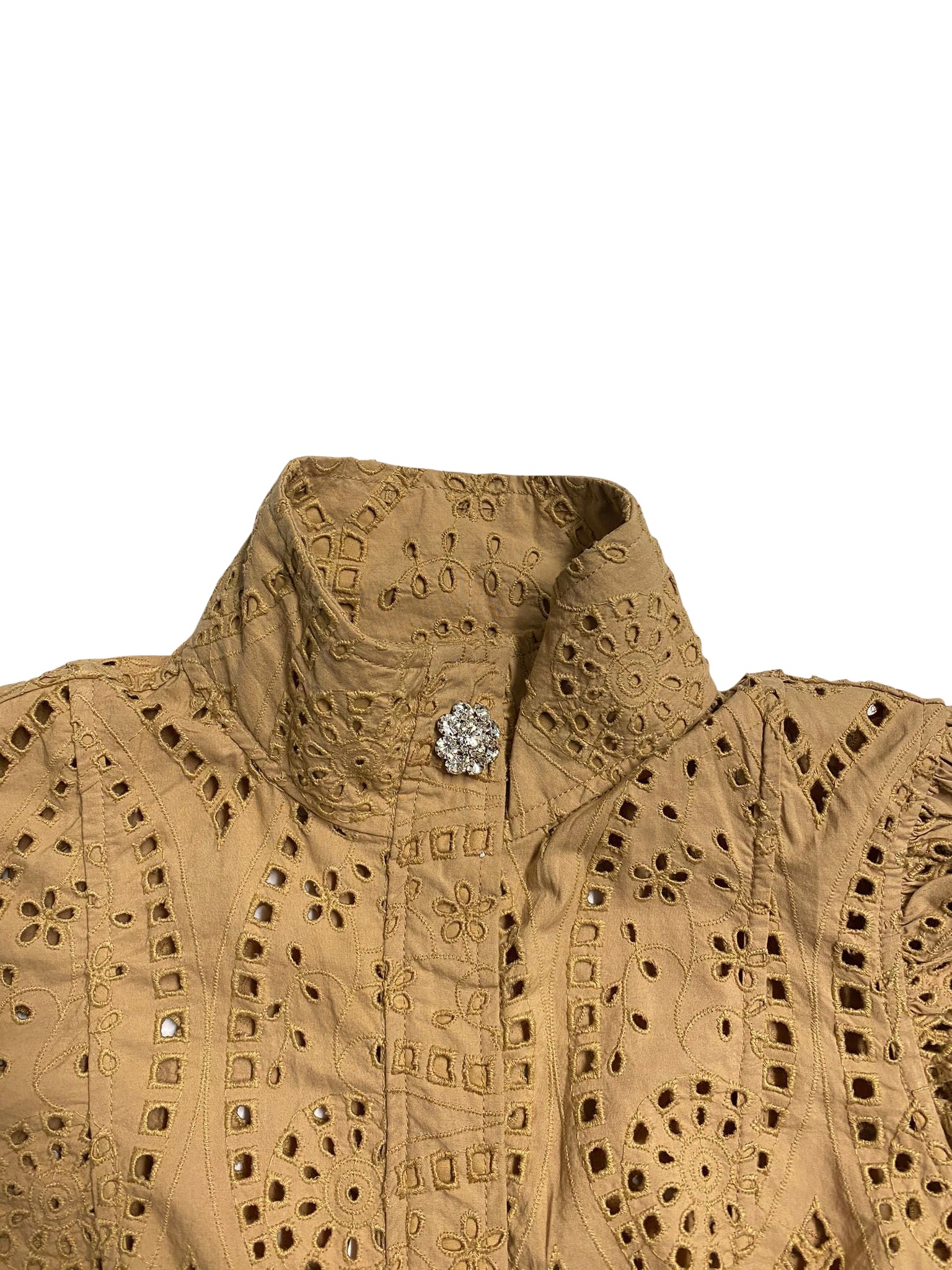 Women's Ganni Broderie Anglaise Dress in Brown Cotton - Image 6